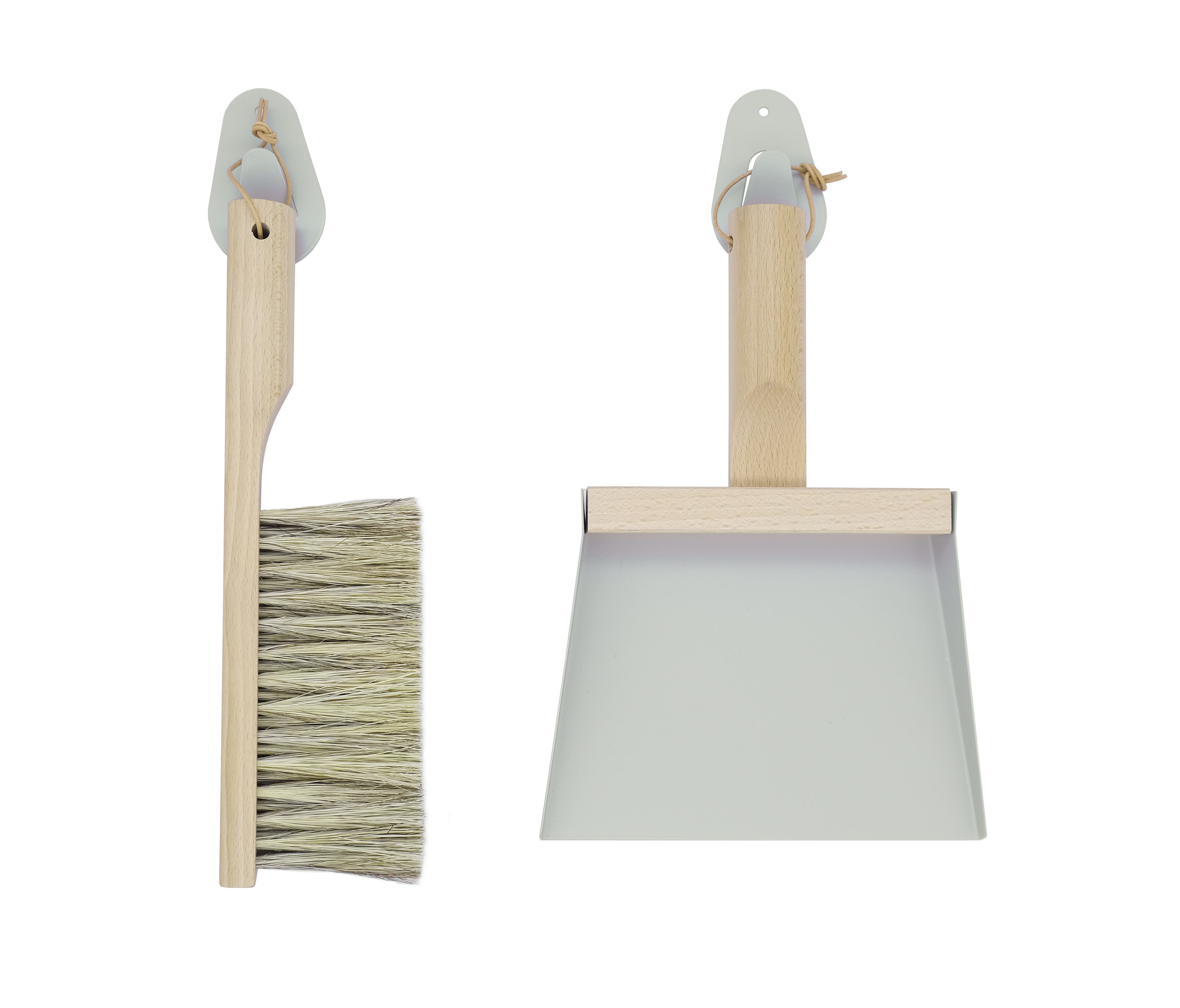 Andree Jardin NATURAL GRAY---"Mr & Mrs Clynk" Hand Brush, Dustpan and Wall Hooks