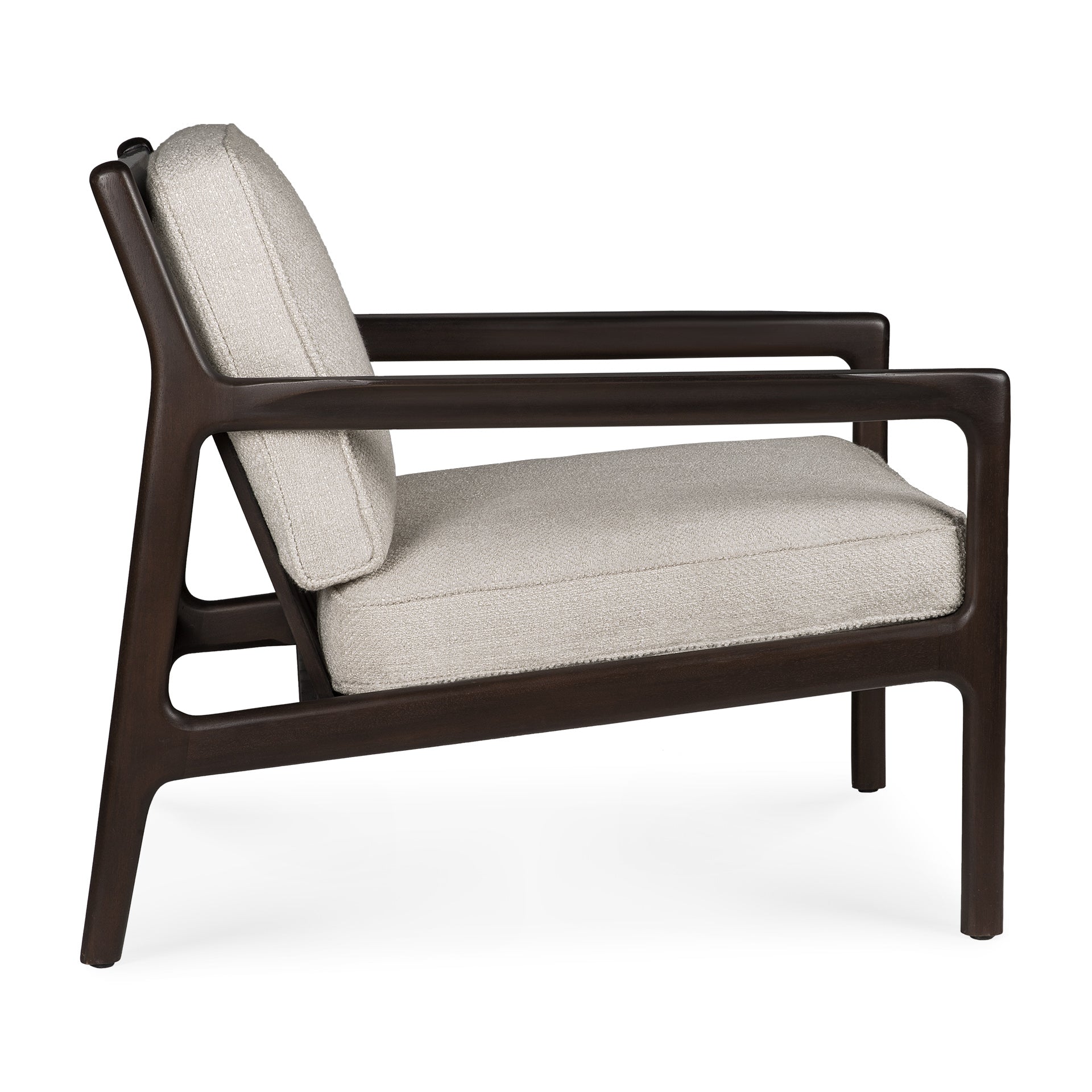 Jack Lounge Chair, Varnished Mahogany, Dark Brown, Ivory Fabric