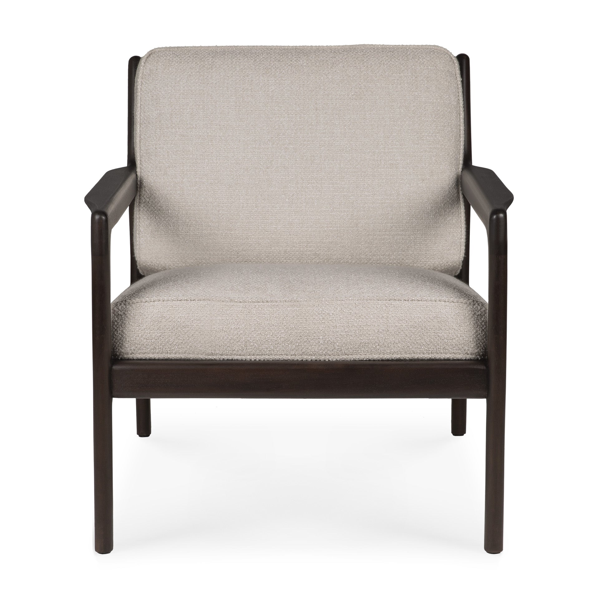 Jack Lounge Chair, Varnished Mahogany, Dark Brown, Ivory Fabric
