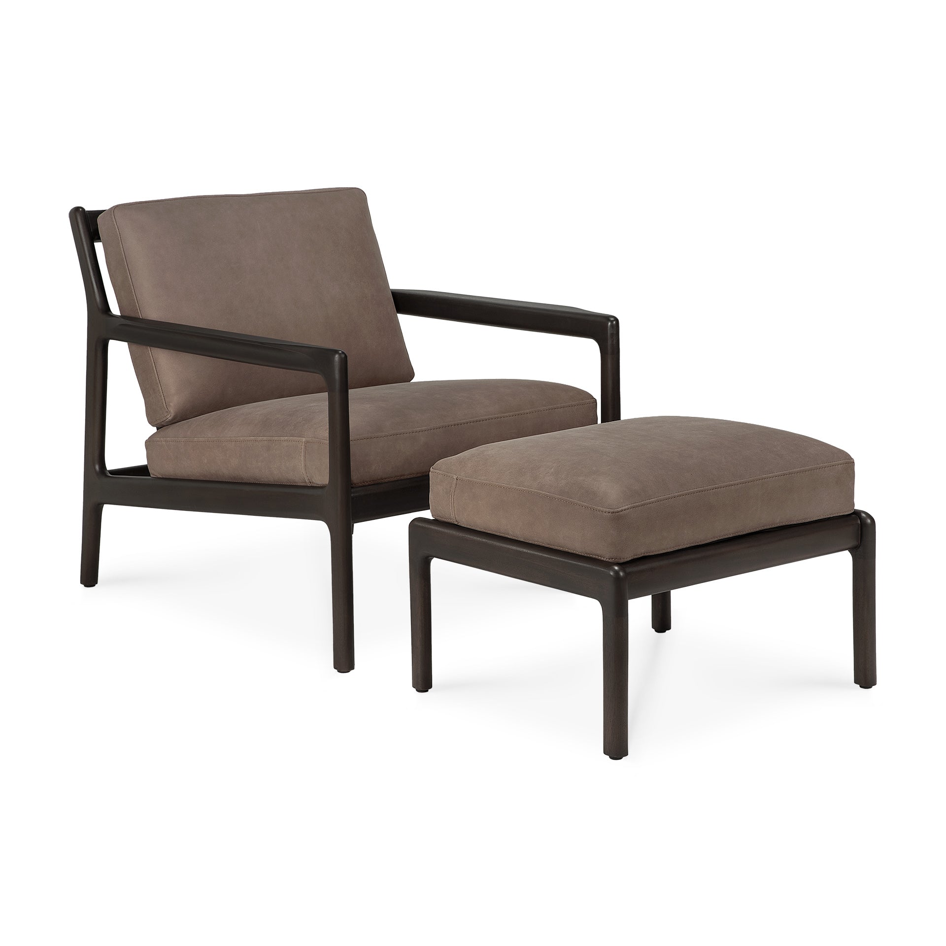 Jack Lounge Chair, Varnished Mahogany, Dark Brown, Terra Nubuck Leather