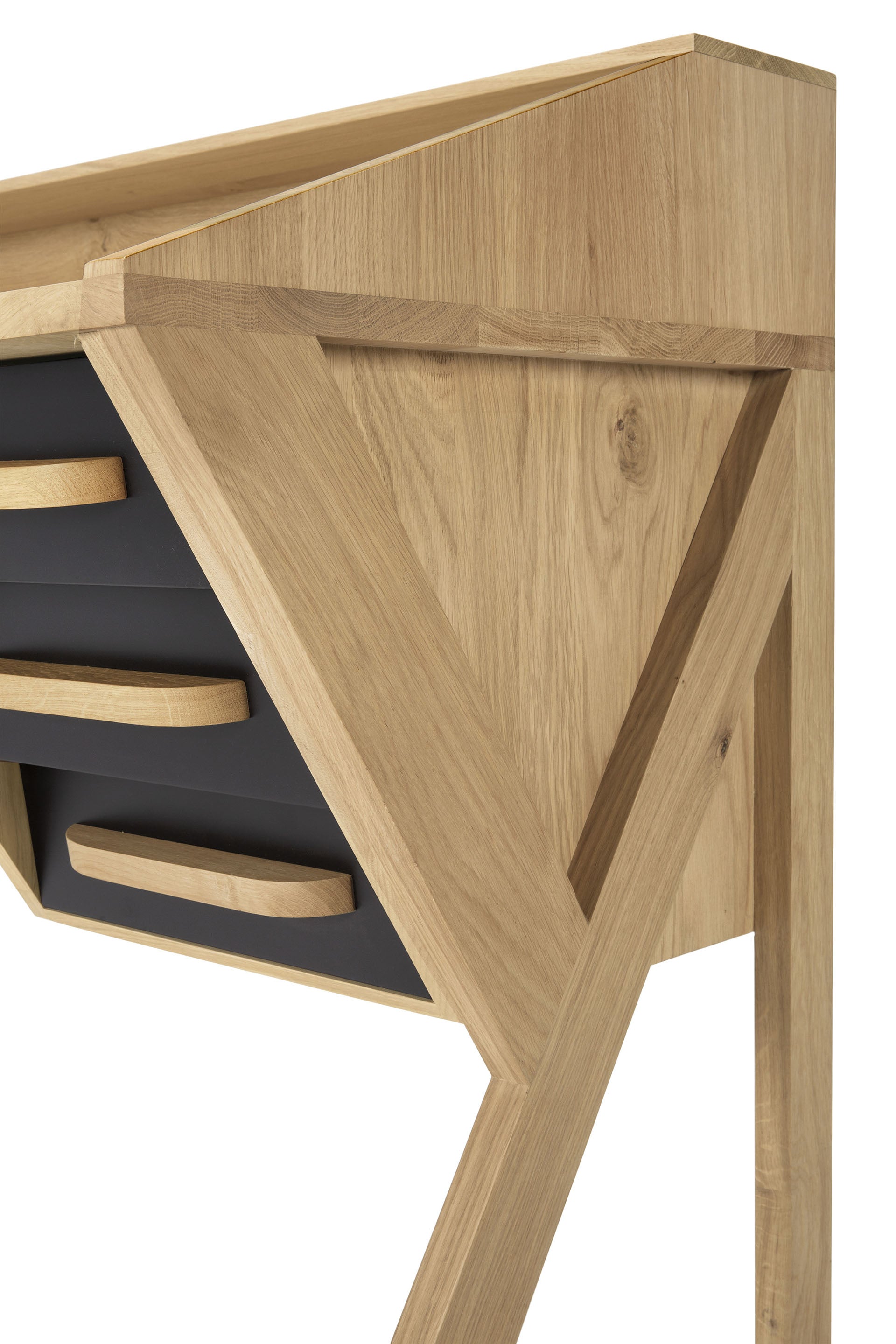 Origami Solid Oak Desk, Black
