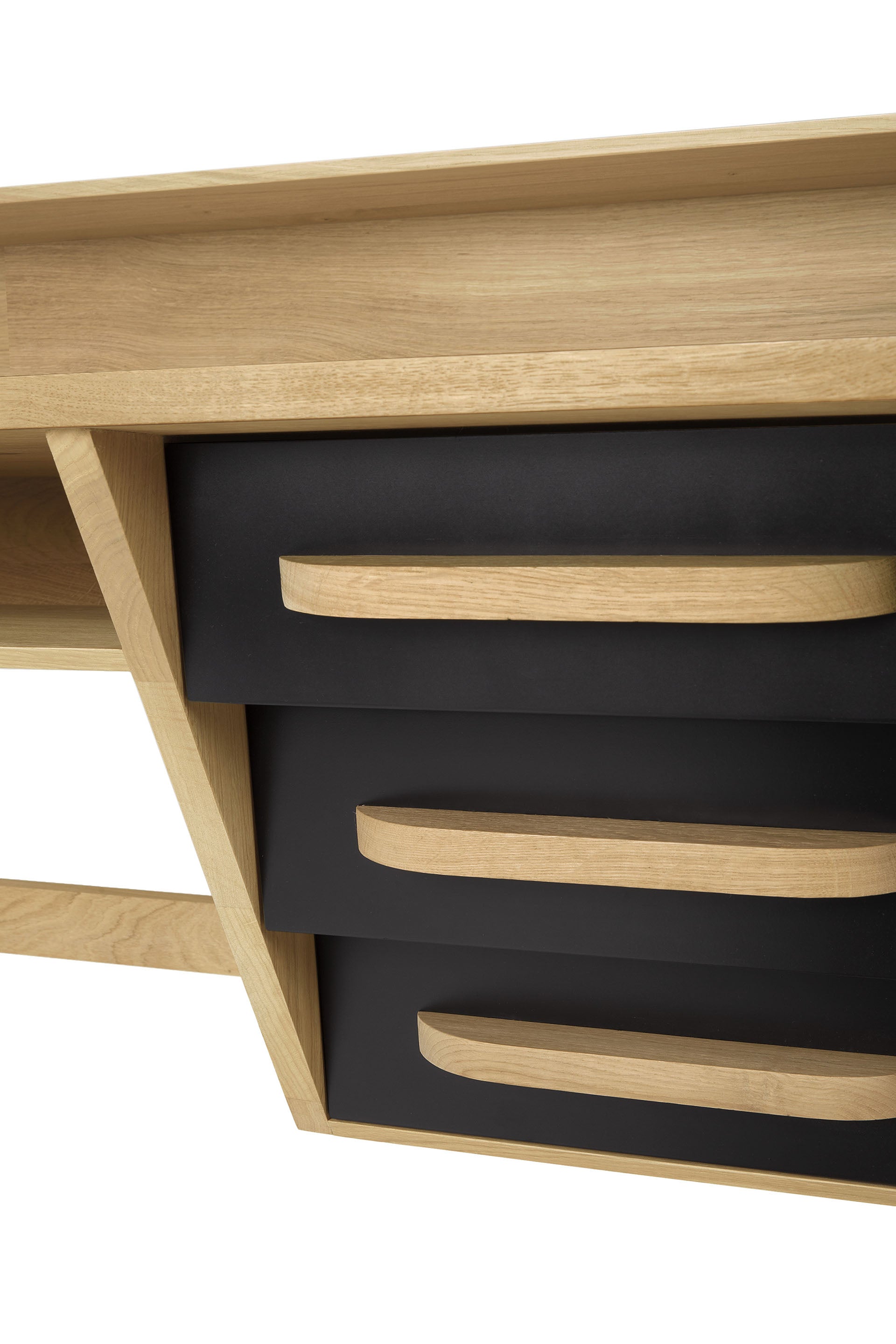 Origami Solid Oak Desk, Black
