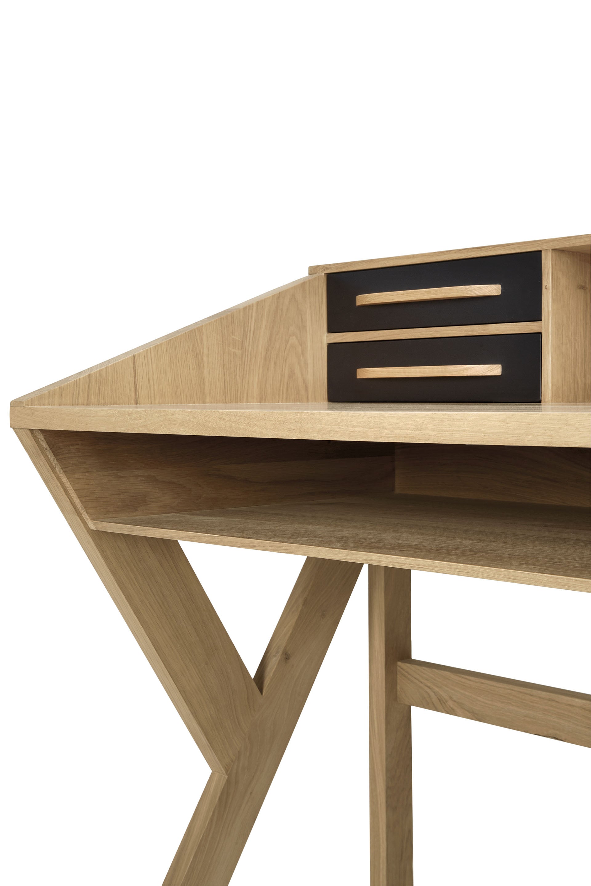 Origami Solid Oak Desk, Black