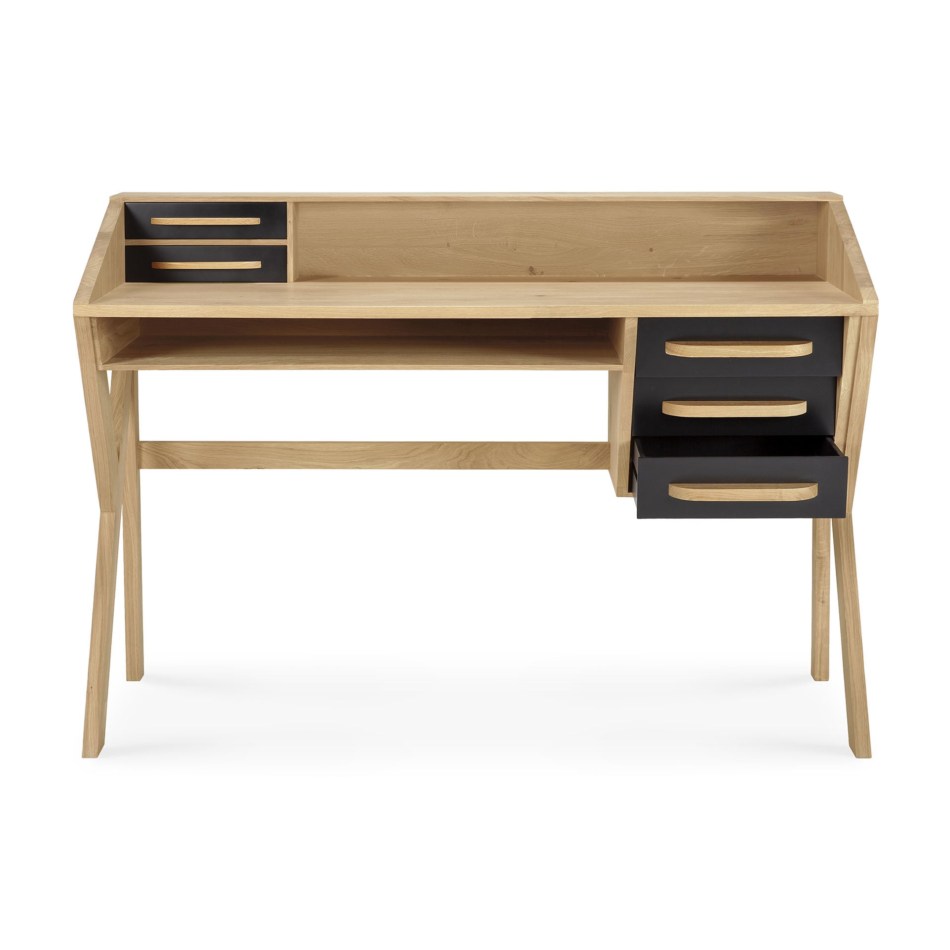 Origami Solid Oak Desk, Black