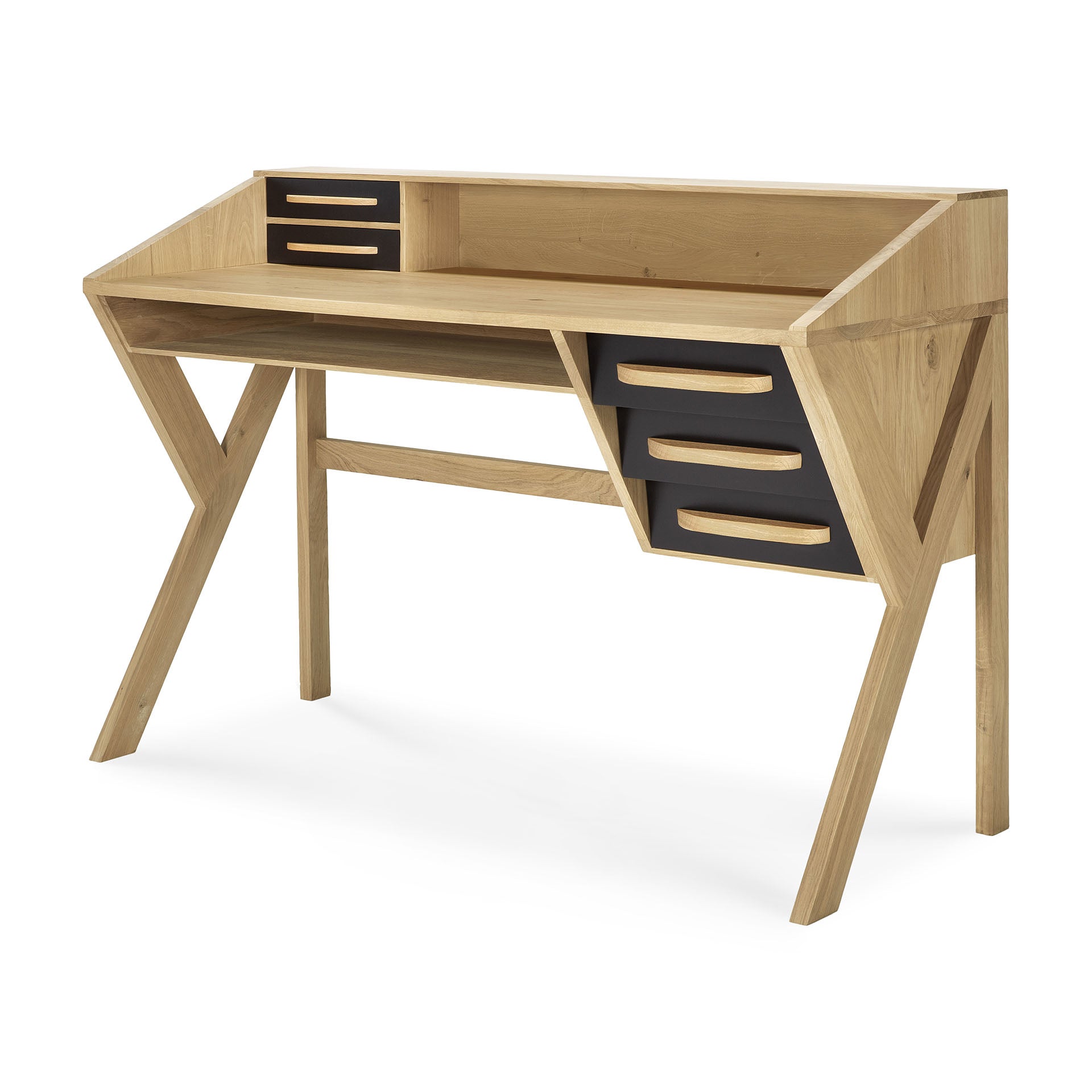 Origami Solid Oak Desk, Black