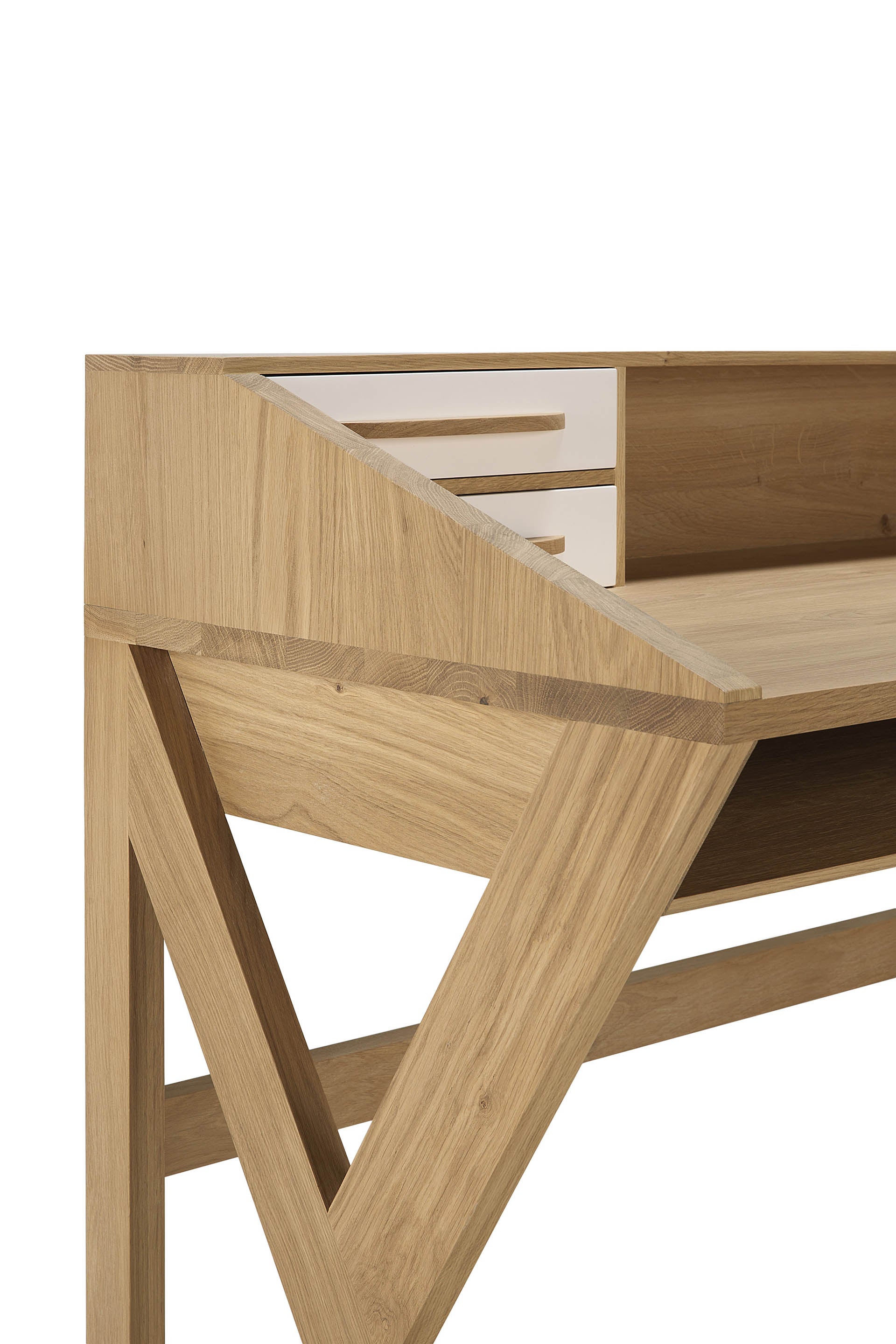 Origami Solid Oak Desk, Cream