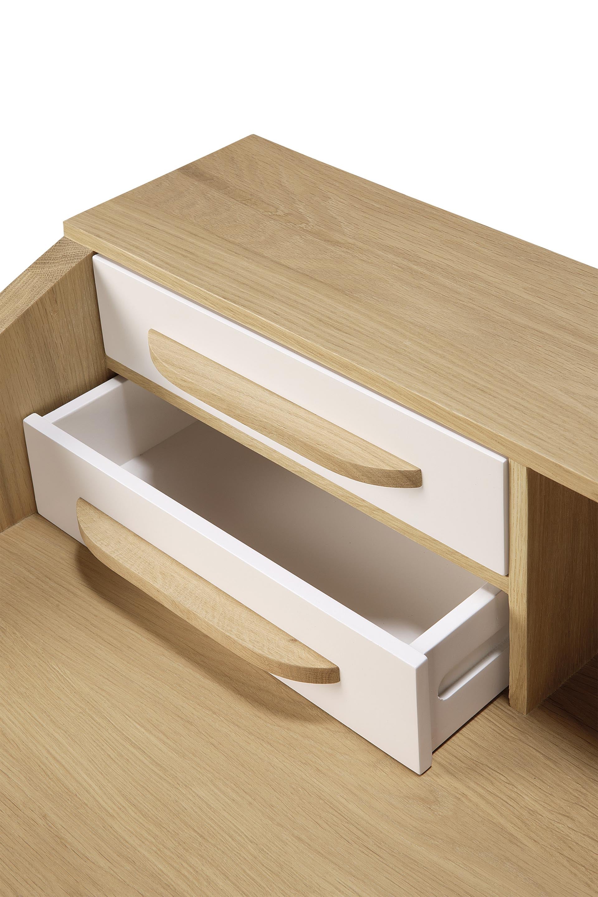 Origami Solid Oak Desk, Cream