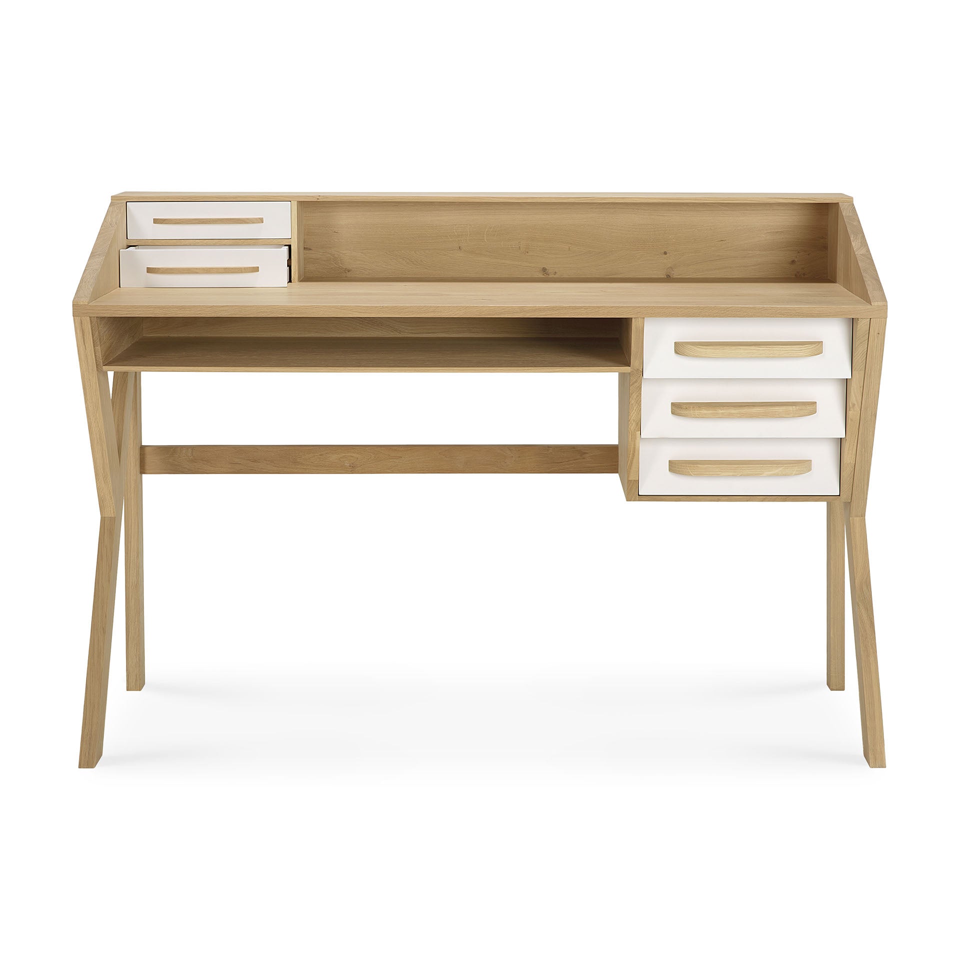 Origami Solid Oak Desk, Cream