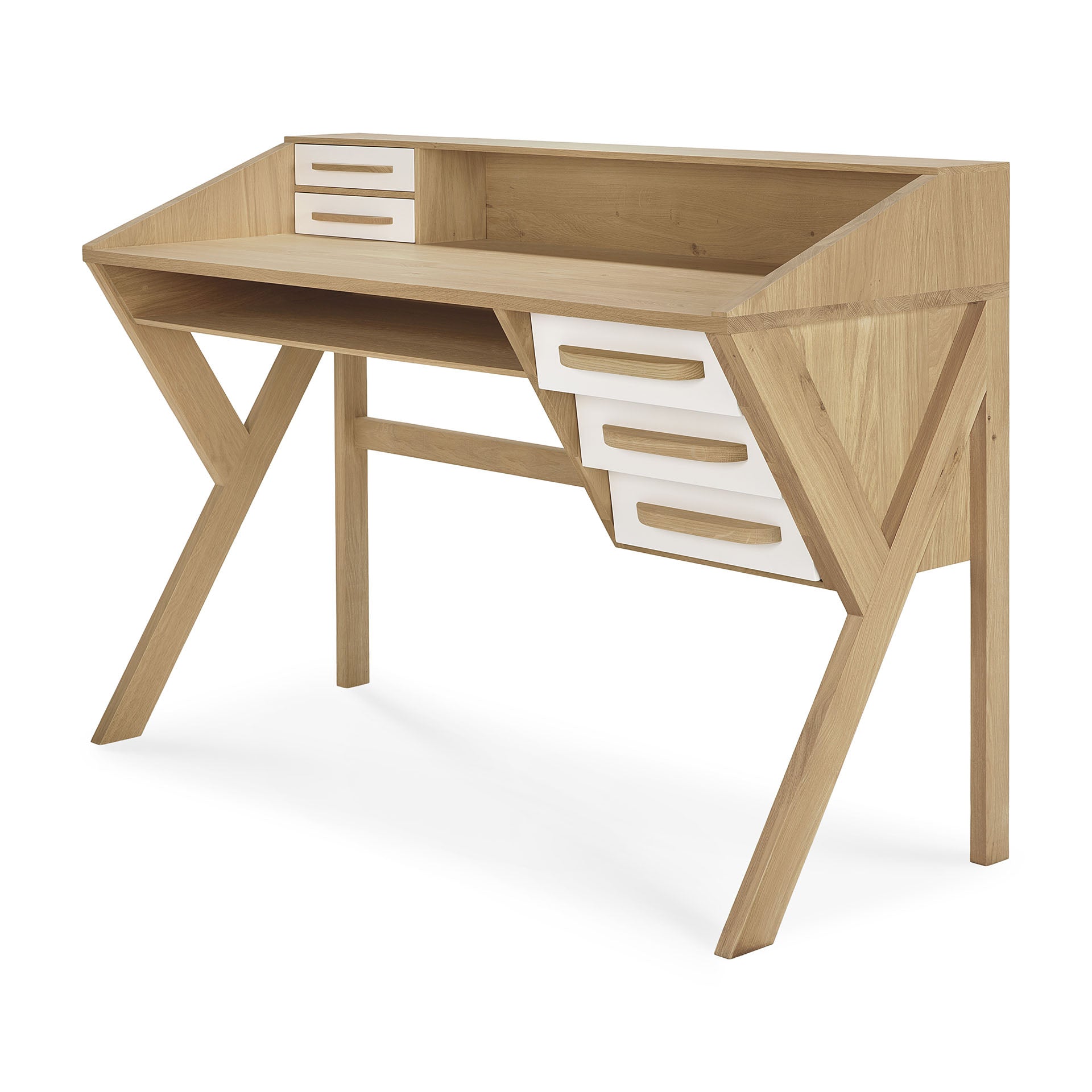 Origami Solid Oak Desk, Cream