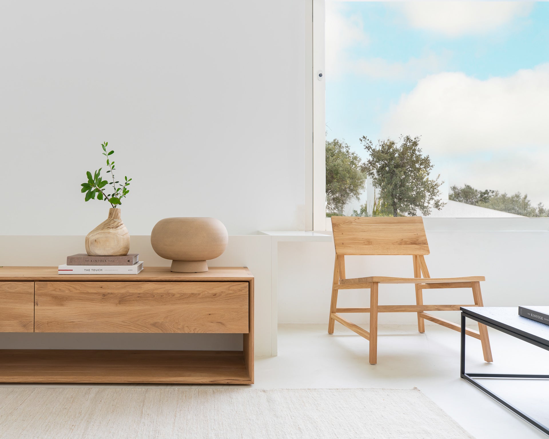 Nordic Solid Oak Media Console, 71"