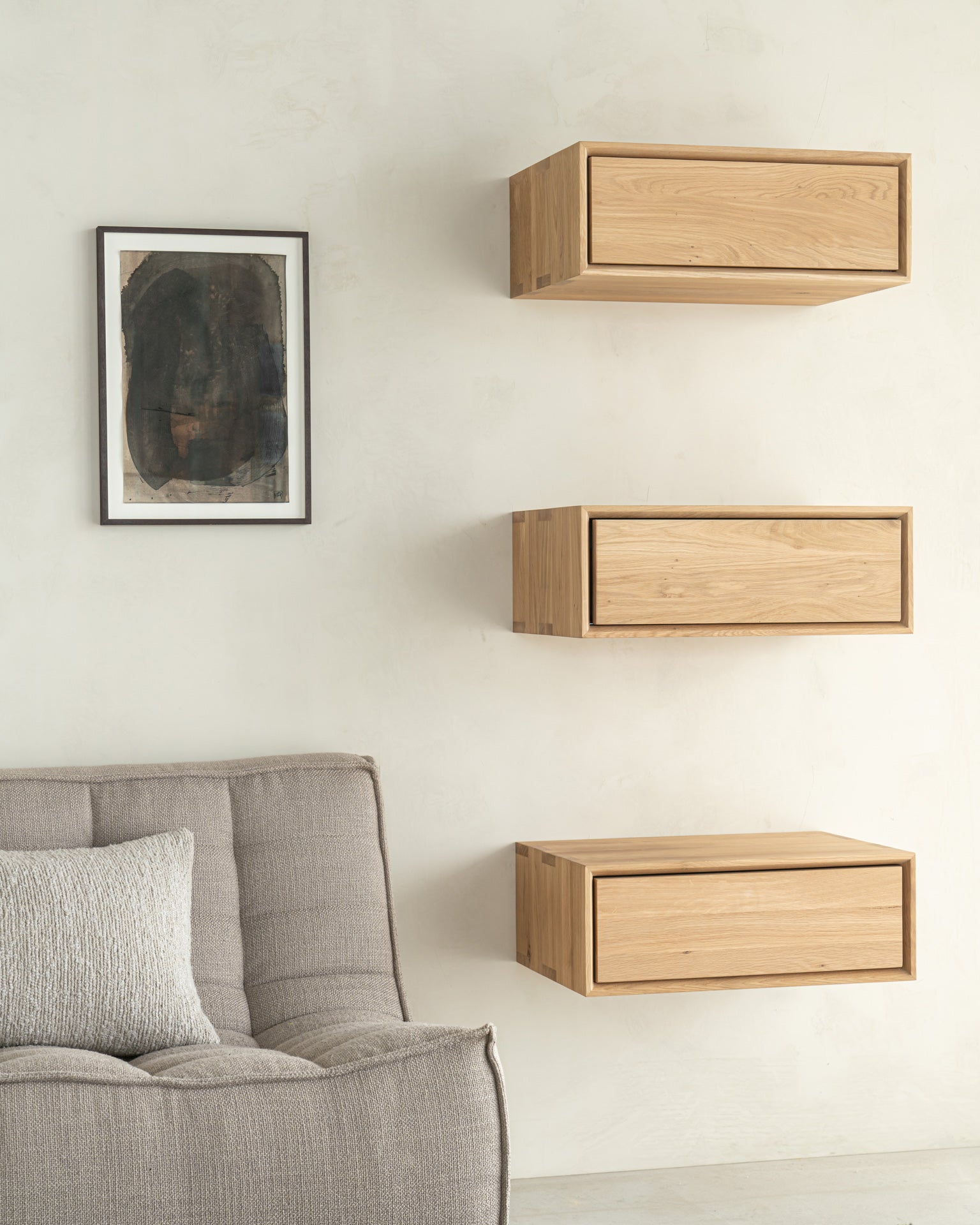 Nordic II Solid Oak Hanging Bedside Table