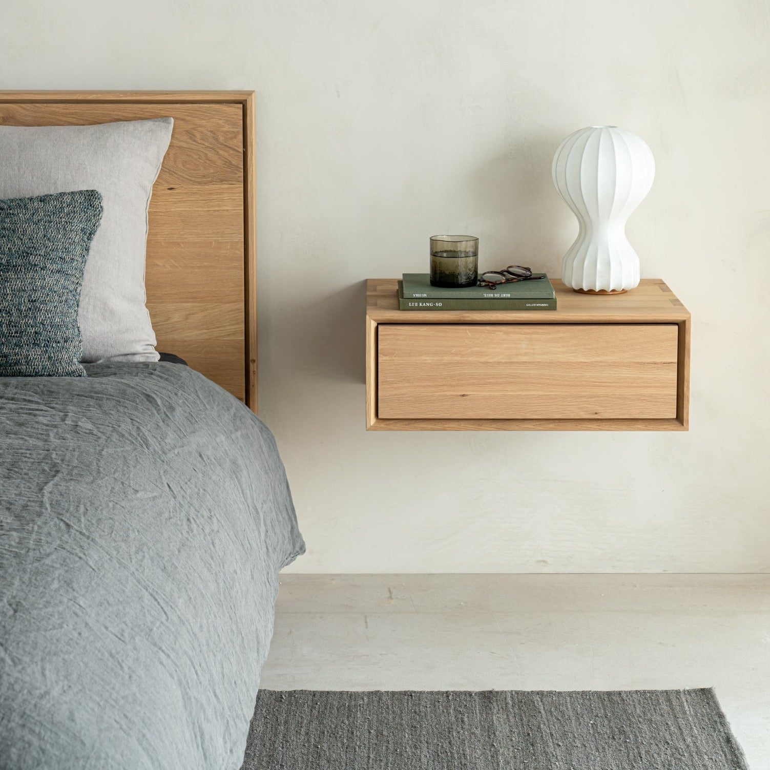Nordic II Solid Oak Hanging Bedside Table