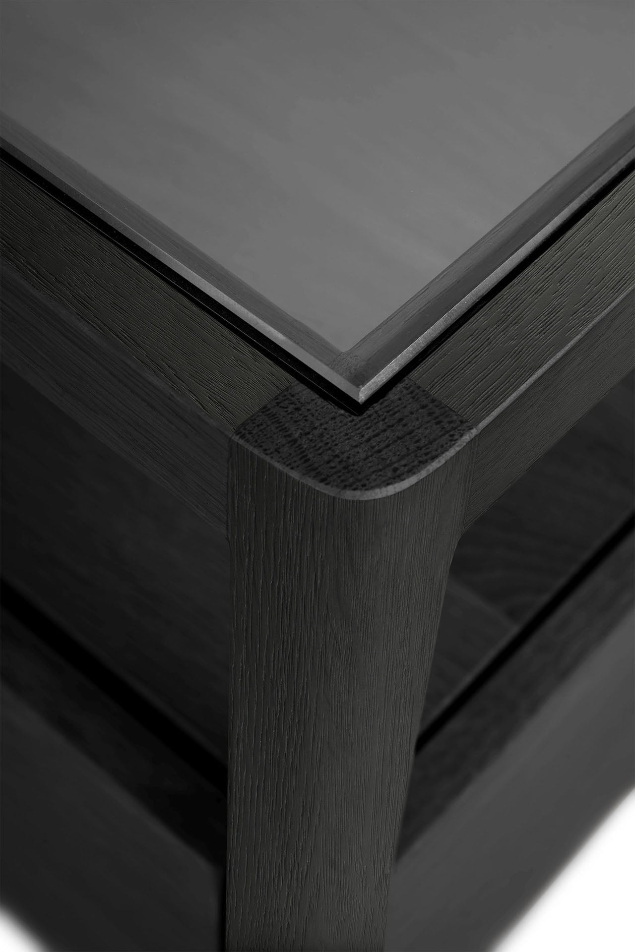 Spindle Solid Black Oak Bedside Table