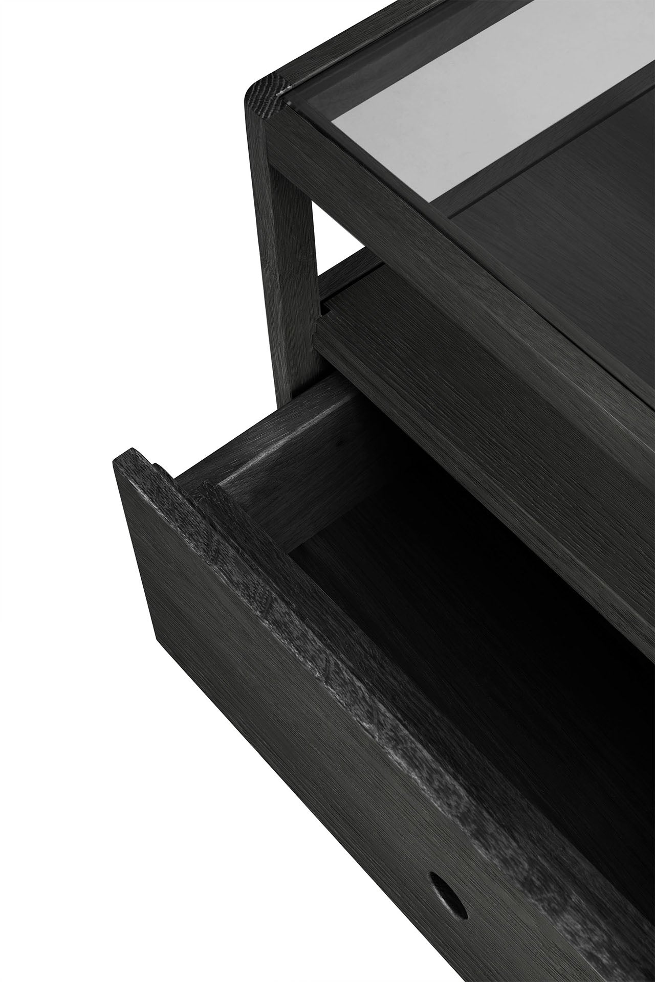Spindle Solid Black Oak Bedside Table