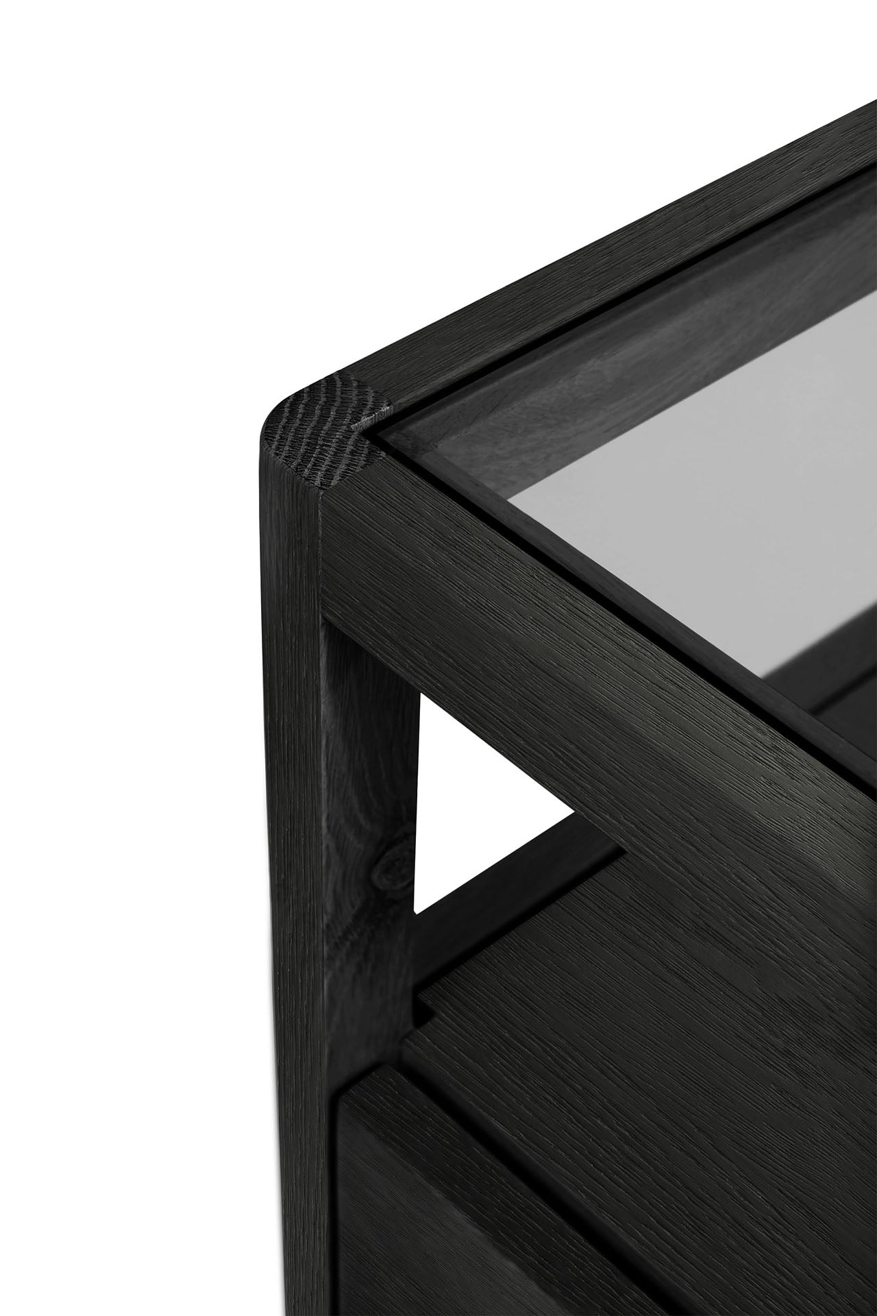 Spindle Solid Black Oak Bedside Table