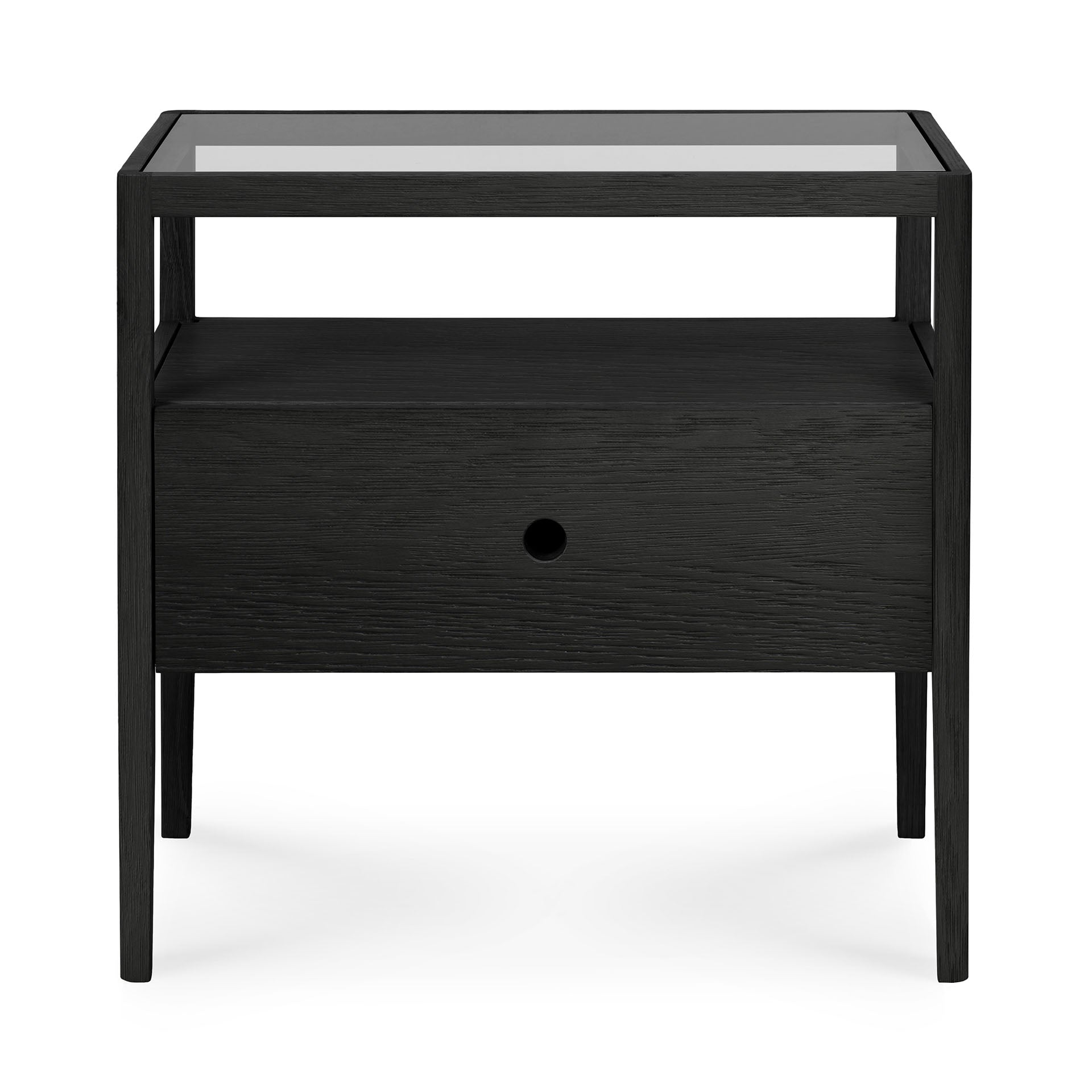 Spindle Solid Black Oak Bedside Table