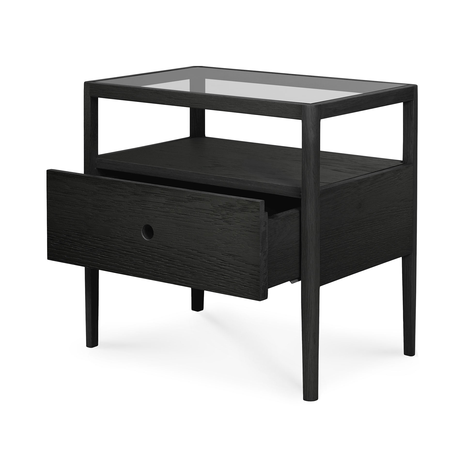 Spindle Solid Black Oak Bedside Table
