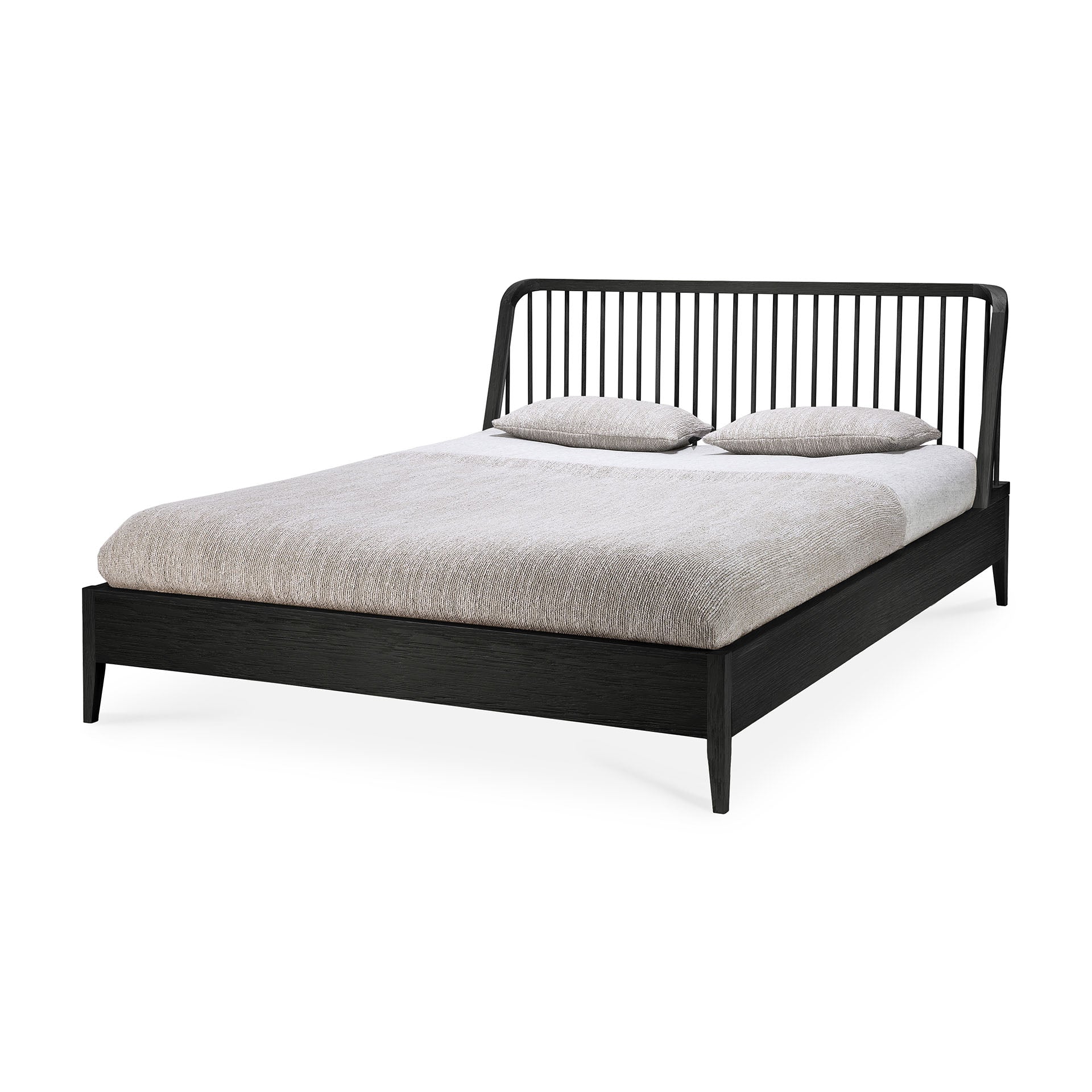 Spindle Solid Black Oak Bed, Queen
