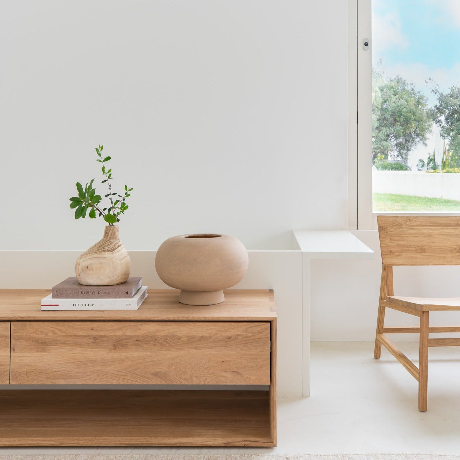 Nordic Solid Oak Media Console, 47.5"