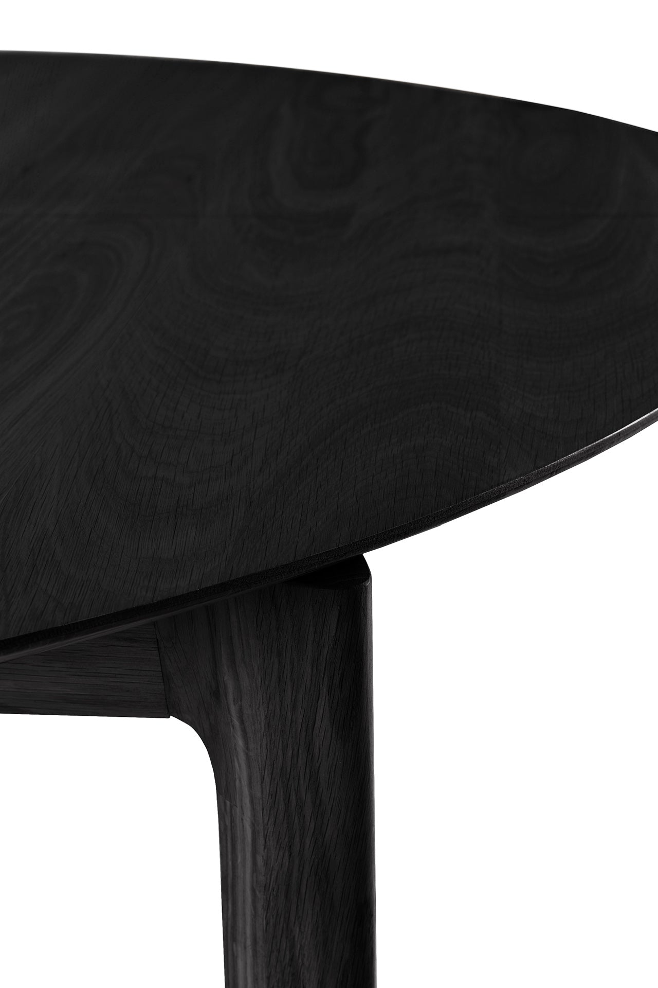 Bok Extendable Solid Black Oak Dining Table, Round 51"/ 71"