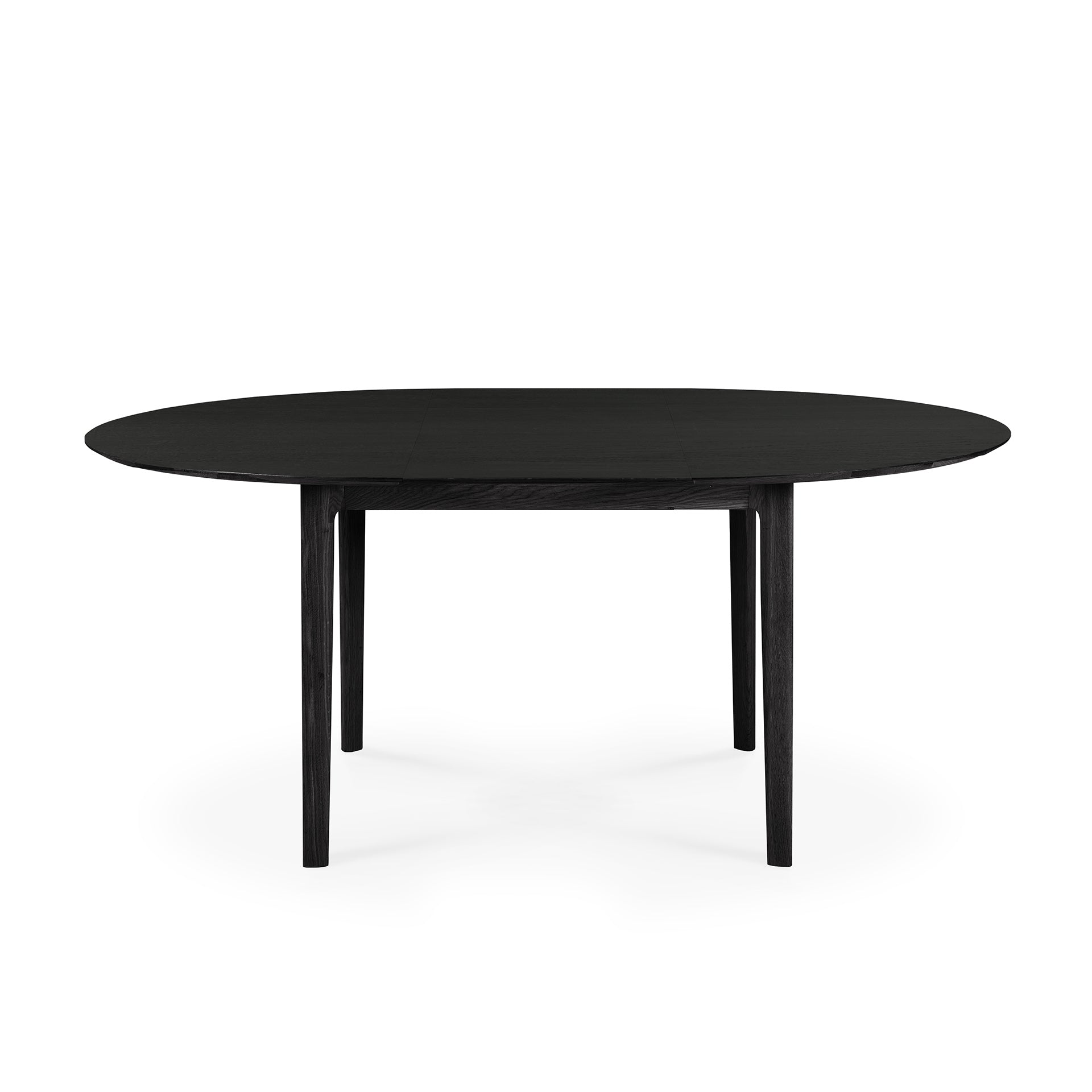 Bok Extendable Solid Black Oak Dining Table, Round 51"/ 71"