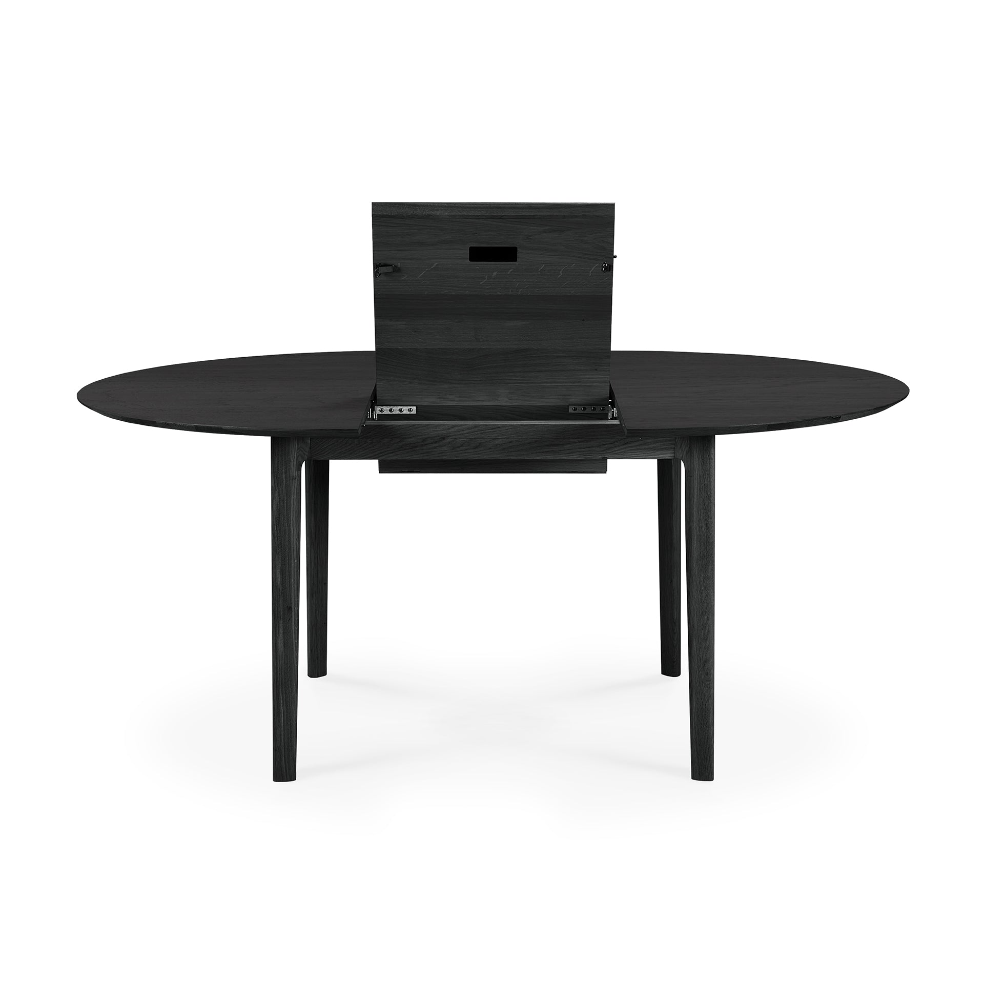 Bok Extendable Solid Black Oak Dining Table, Round 51"/ 71"