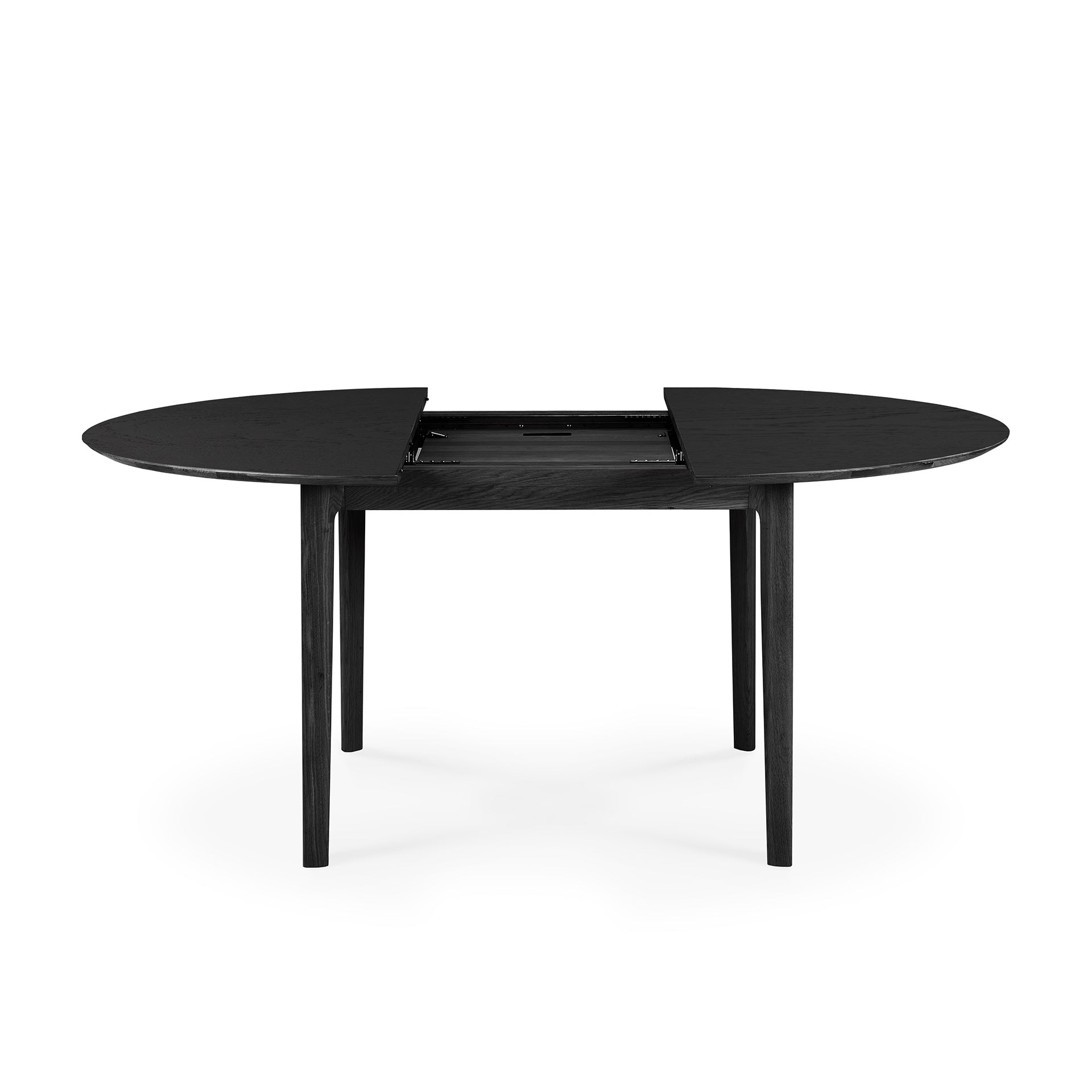 Bok Extendable Solid Black Oak Dining Table, Round 51"/ 71"