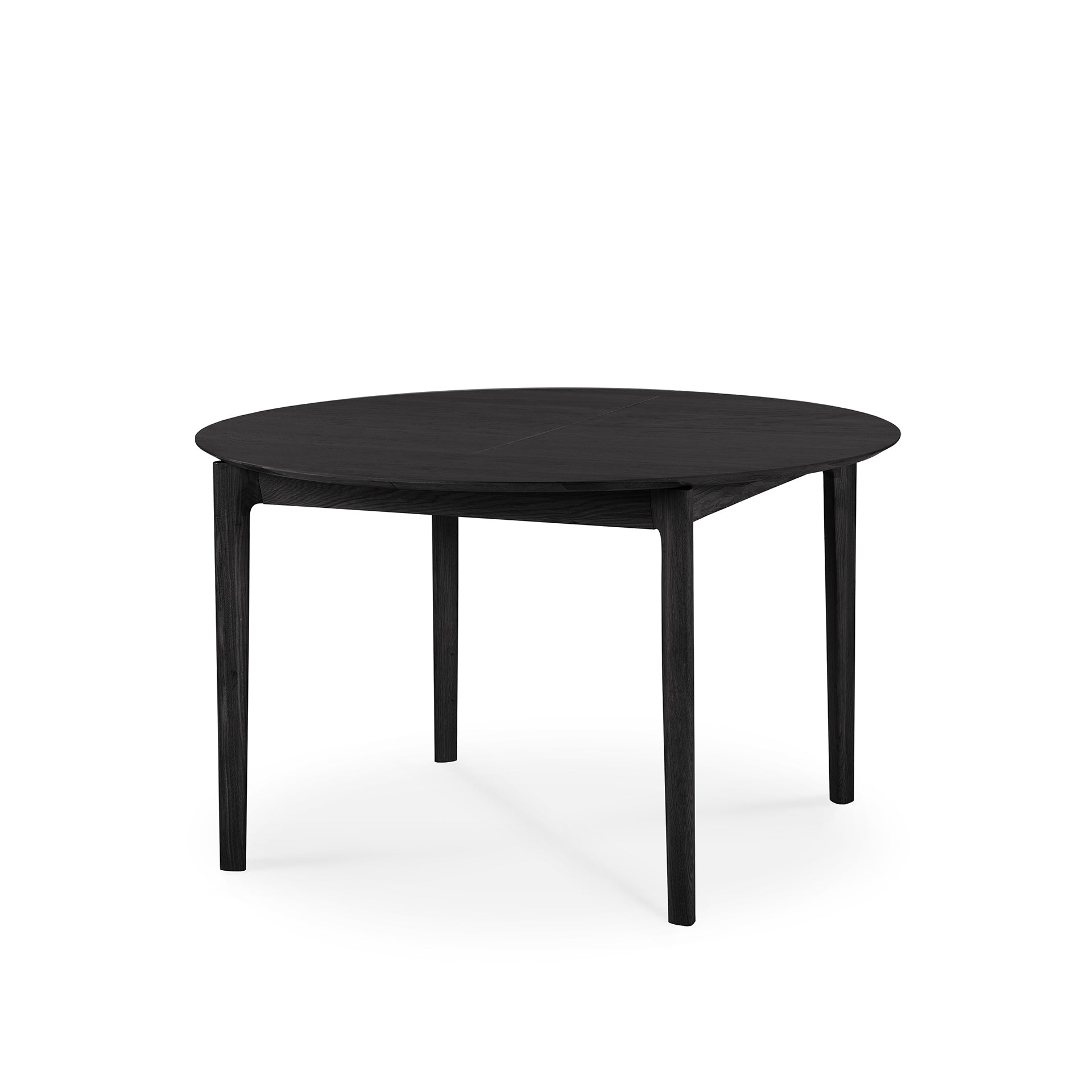 Bok Extendable Solid Black Oak Dining Table, Round 51"/ 71"