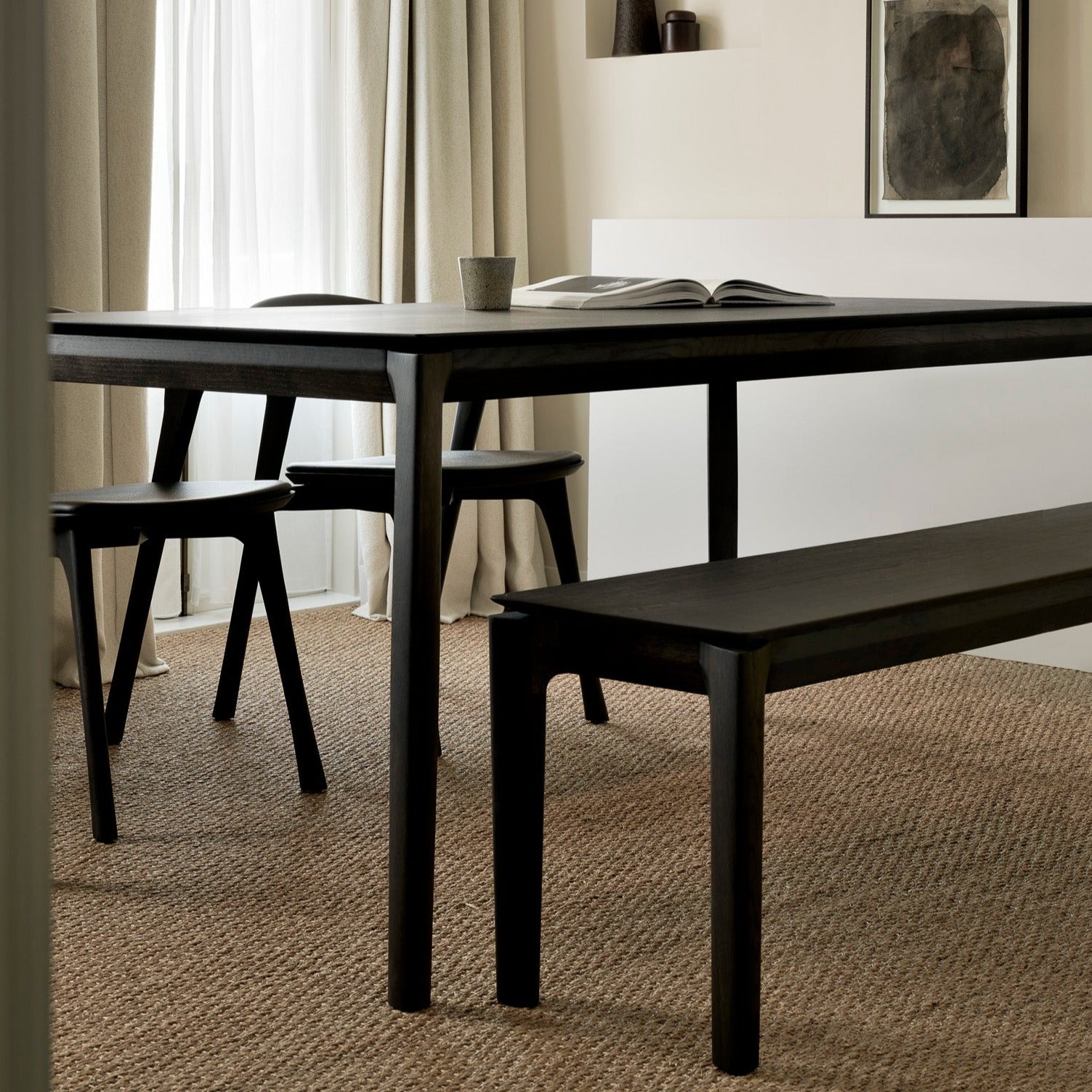 Bok Solid Brown Oak Bench, 58"