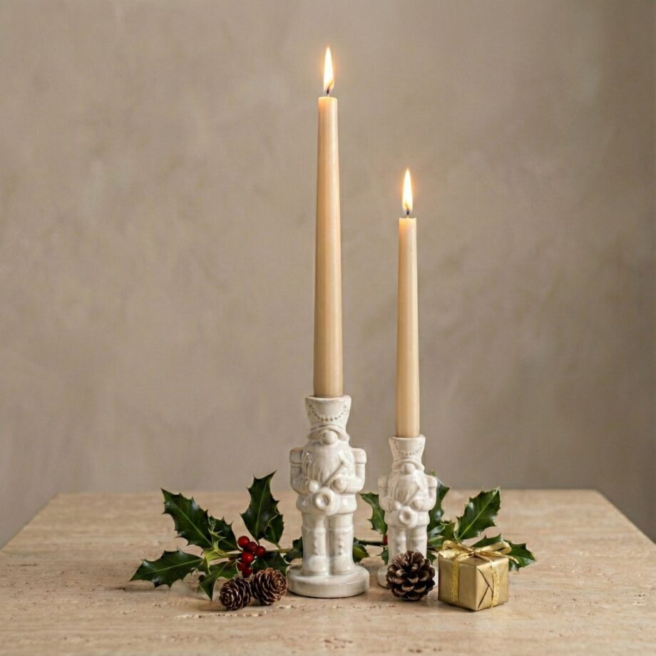 Ceramic Gnome Nutcracker Taper Holder, Large