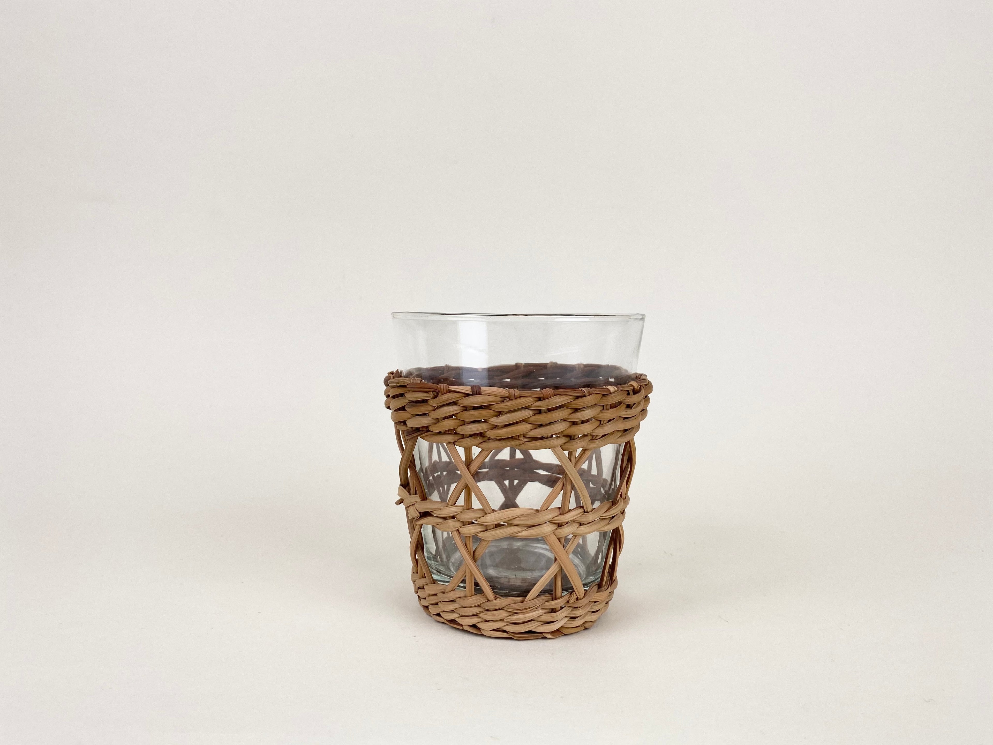 Rattan Cage Wide Tumbler Glass Rattan Brand_Seagrass & Rattan Kitchen_Drinkware Rattan Tumblers & Highballs 6880-L4GRattanCageWideTumbler