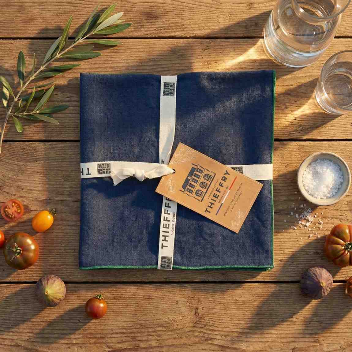 Thieffry Contrast Trim Napkin, Indigo