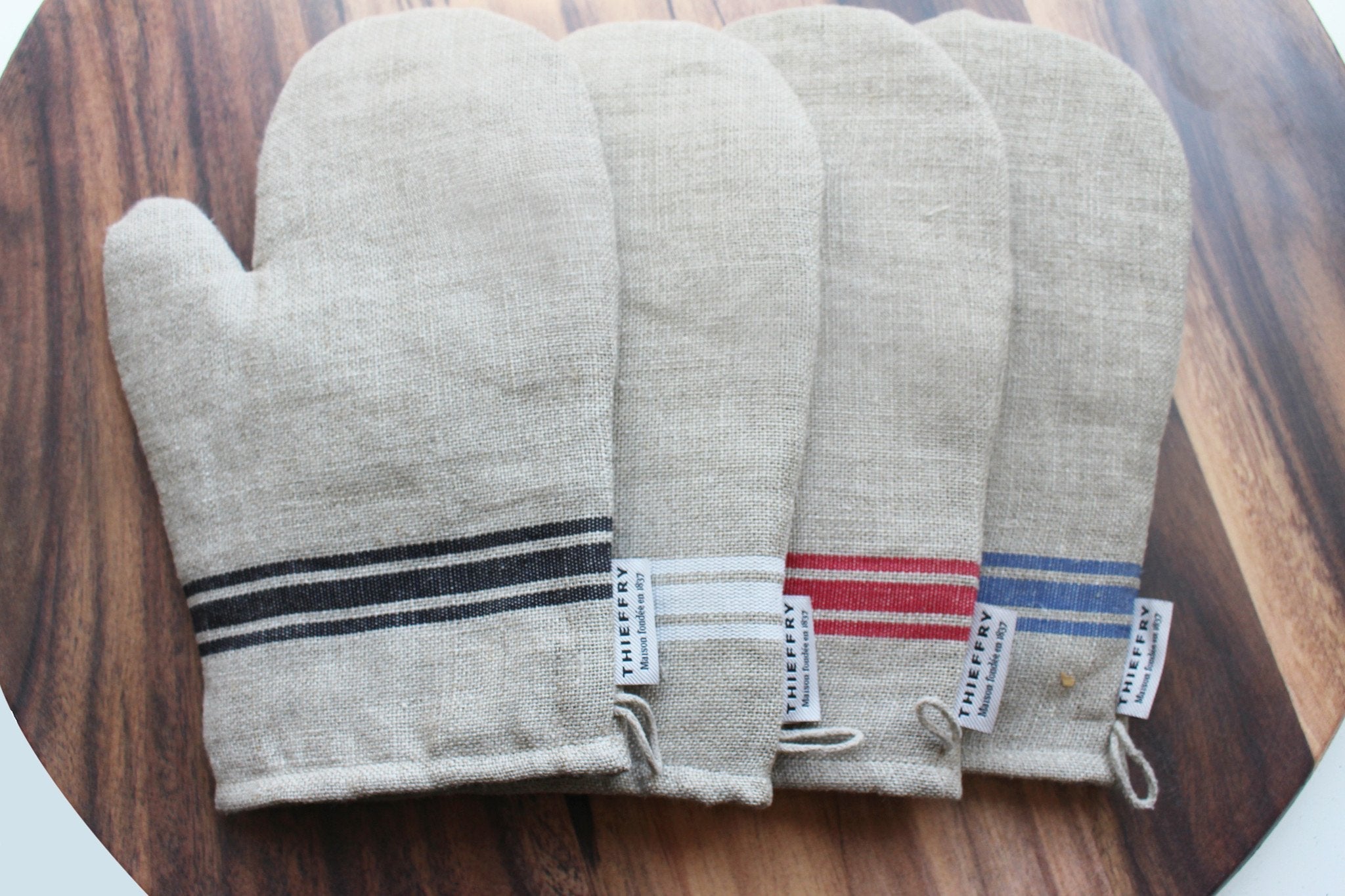 Thieffry Black Monogramme Linen Oven Mitt - French Dry Goods