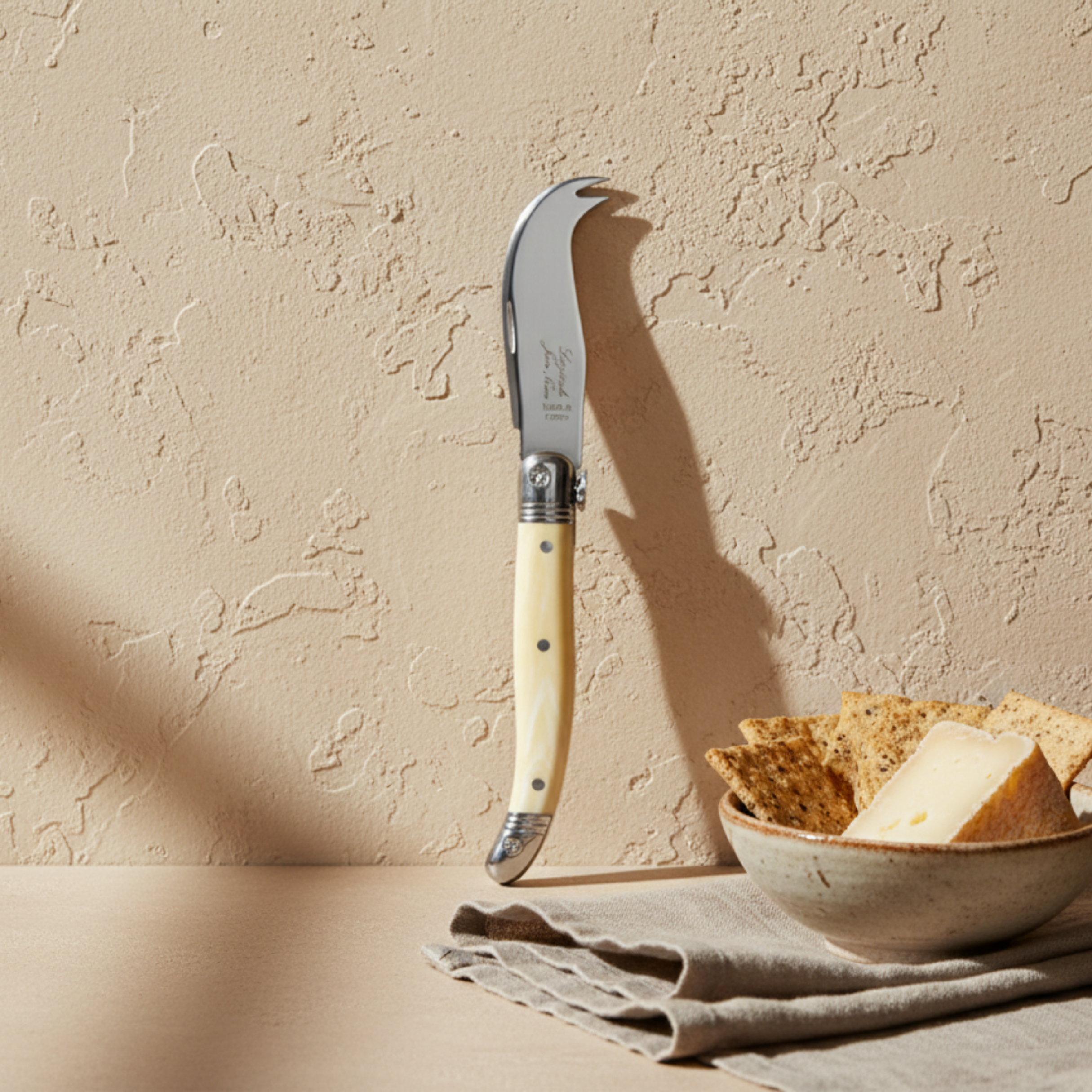 Set of 4 Laguiole Mini Fork-tipped Knife Pale Horn