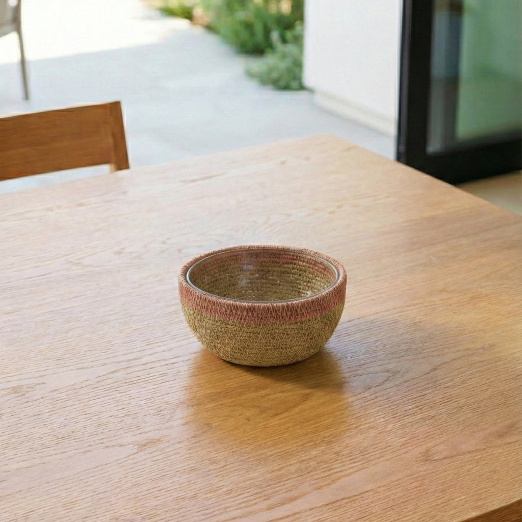 Hydra Woven Seagrass Bowl, Rose