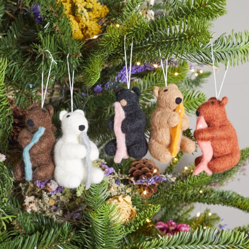 Felt Bears Ornaments, Set of 5