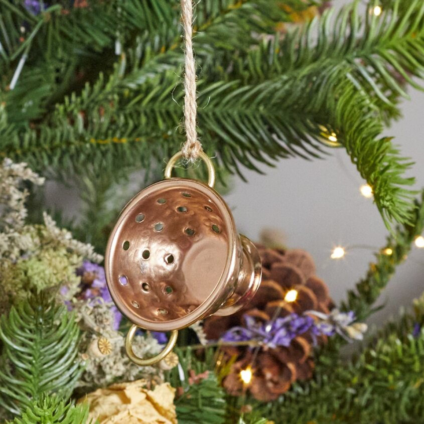 Hammered Copper & Gold Colander Ornament