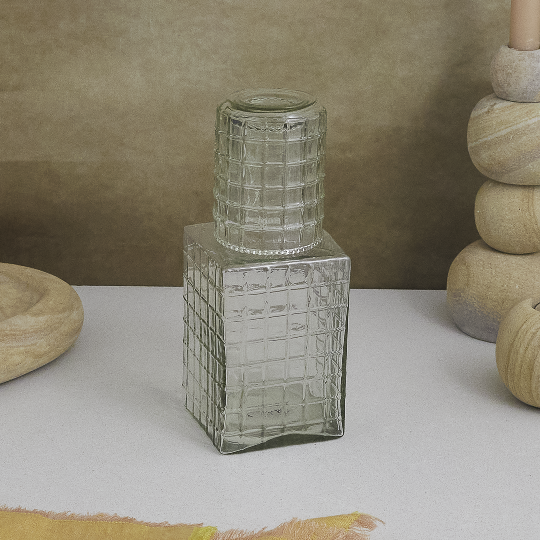 Ruffle Glass Bedside Carafe and Tumbler Set