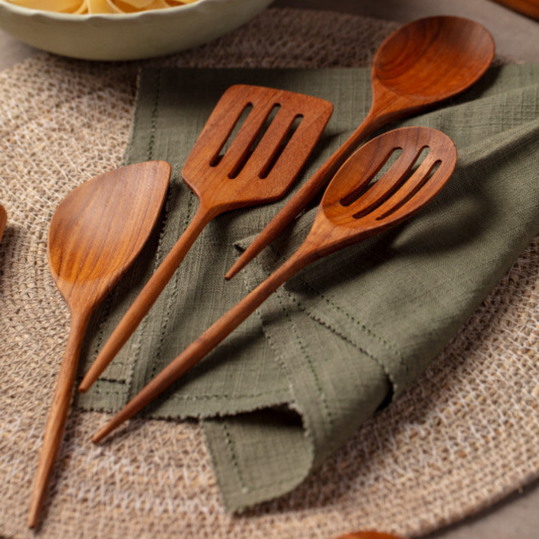 Padma Teak Mini Kitchen Utensils, Set of 4