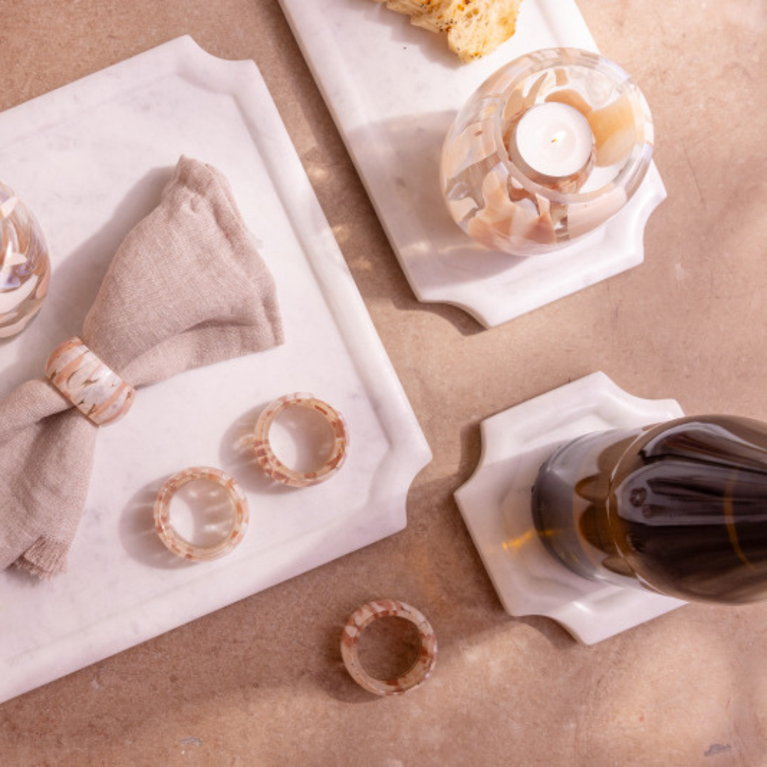 White Marble Framed Bottle Coaster