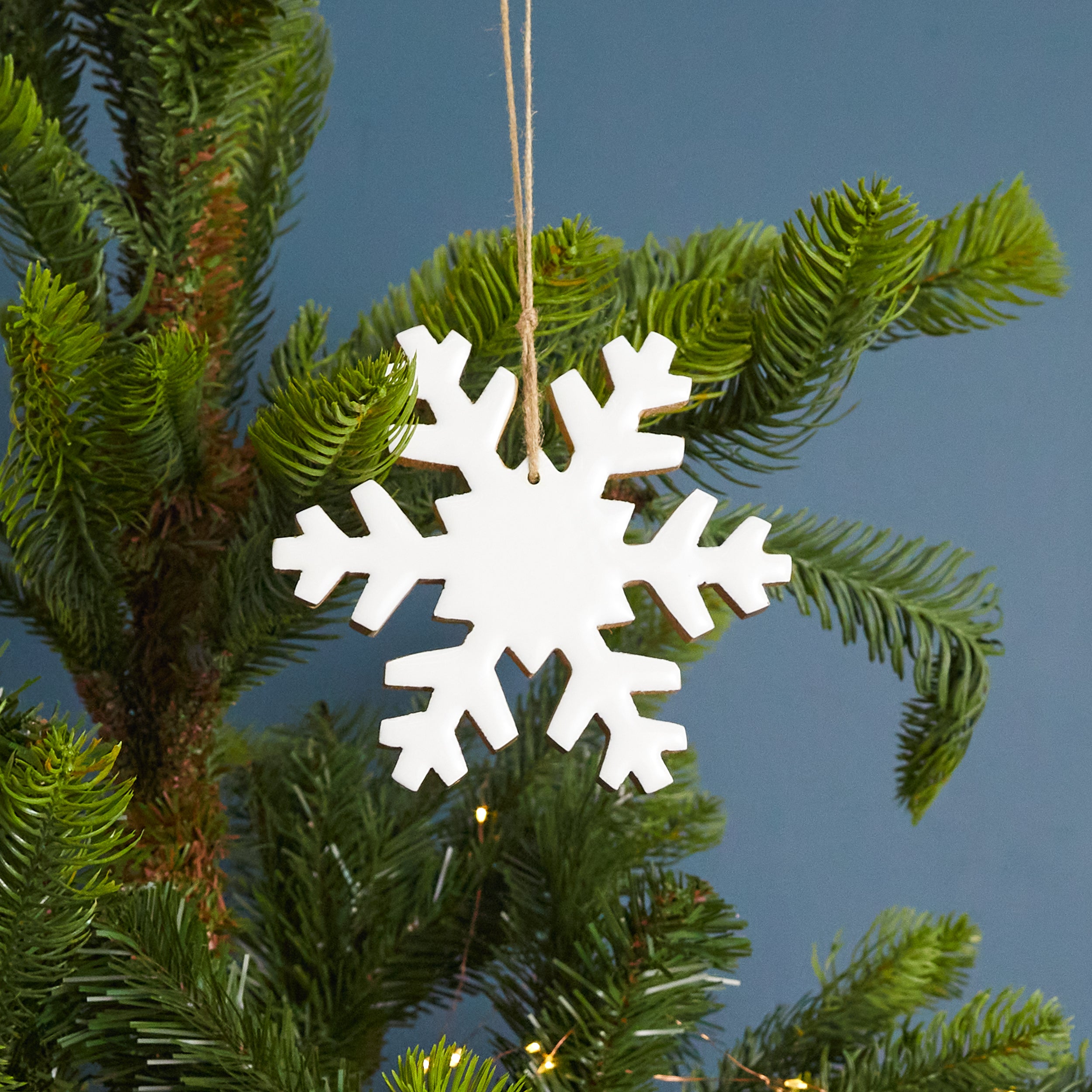 Mango Wood & Enamel Snowflake Ornament, Large