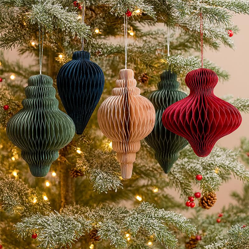 Recycled Paper Large Ornaments, Set of 5