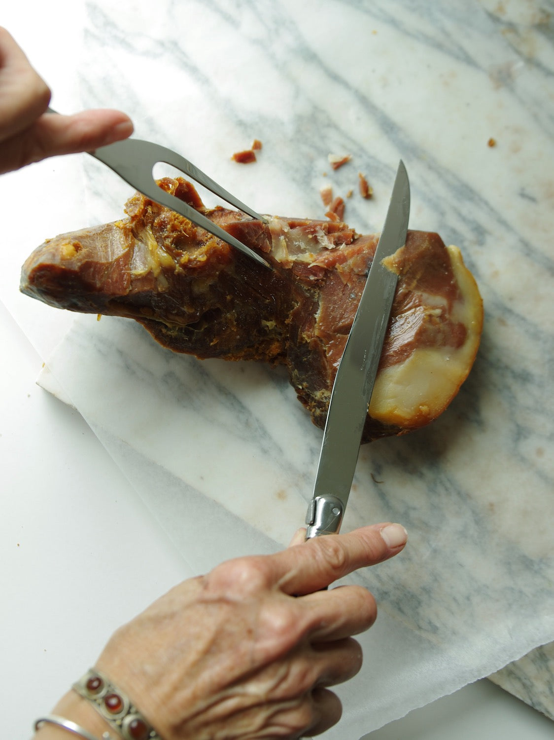 Laguiole Carving Set, Platine Stainless Steel in wooden box