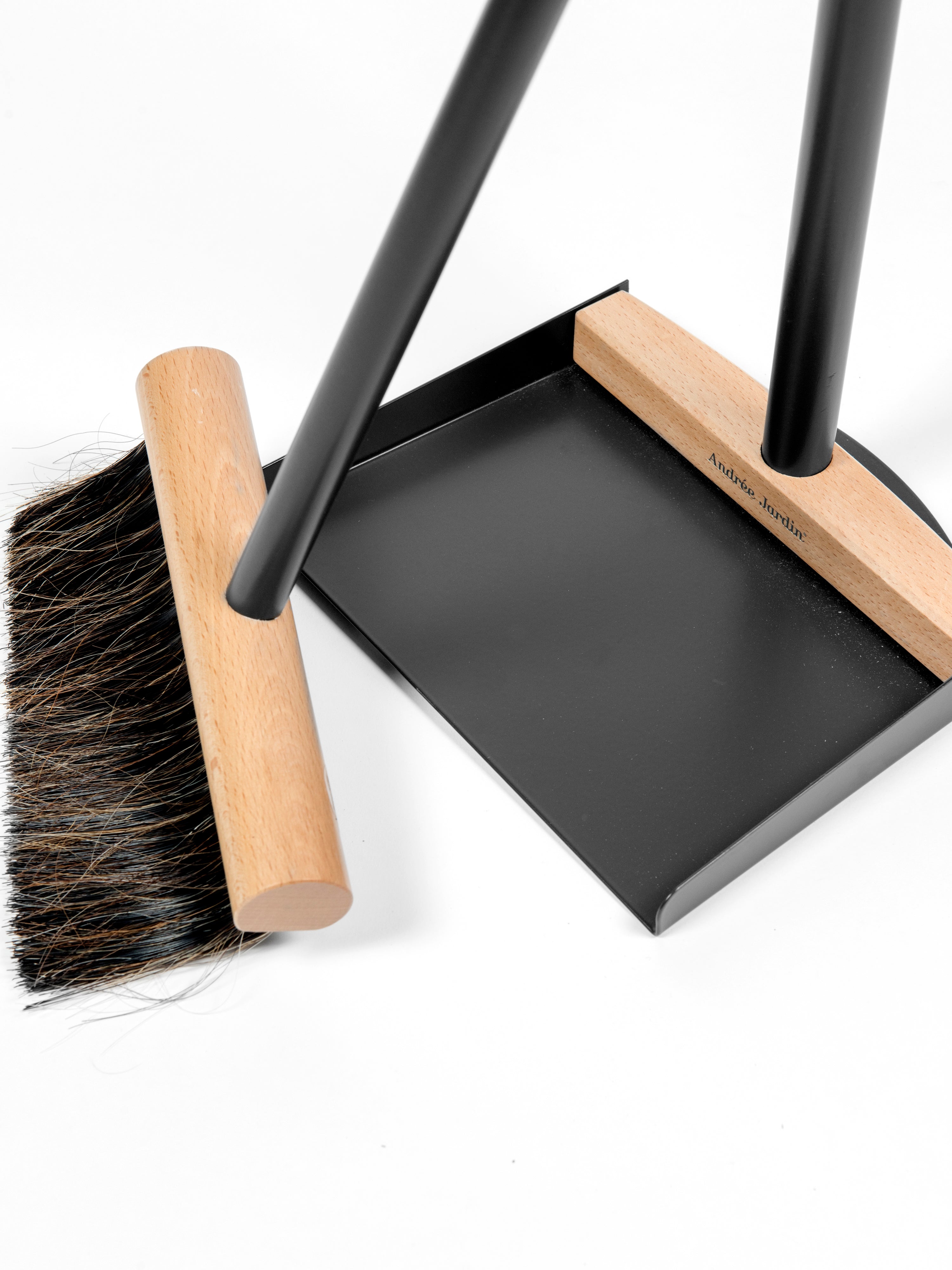 Andree Jardin "Mr & Mrs Clynk" Large Complet Dustpan & Hand Brush Black