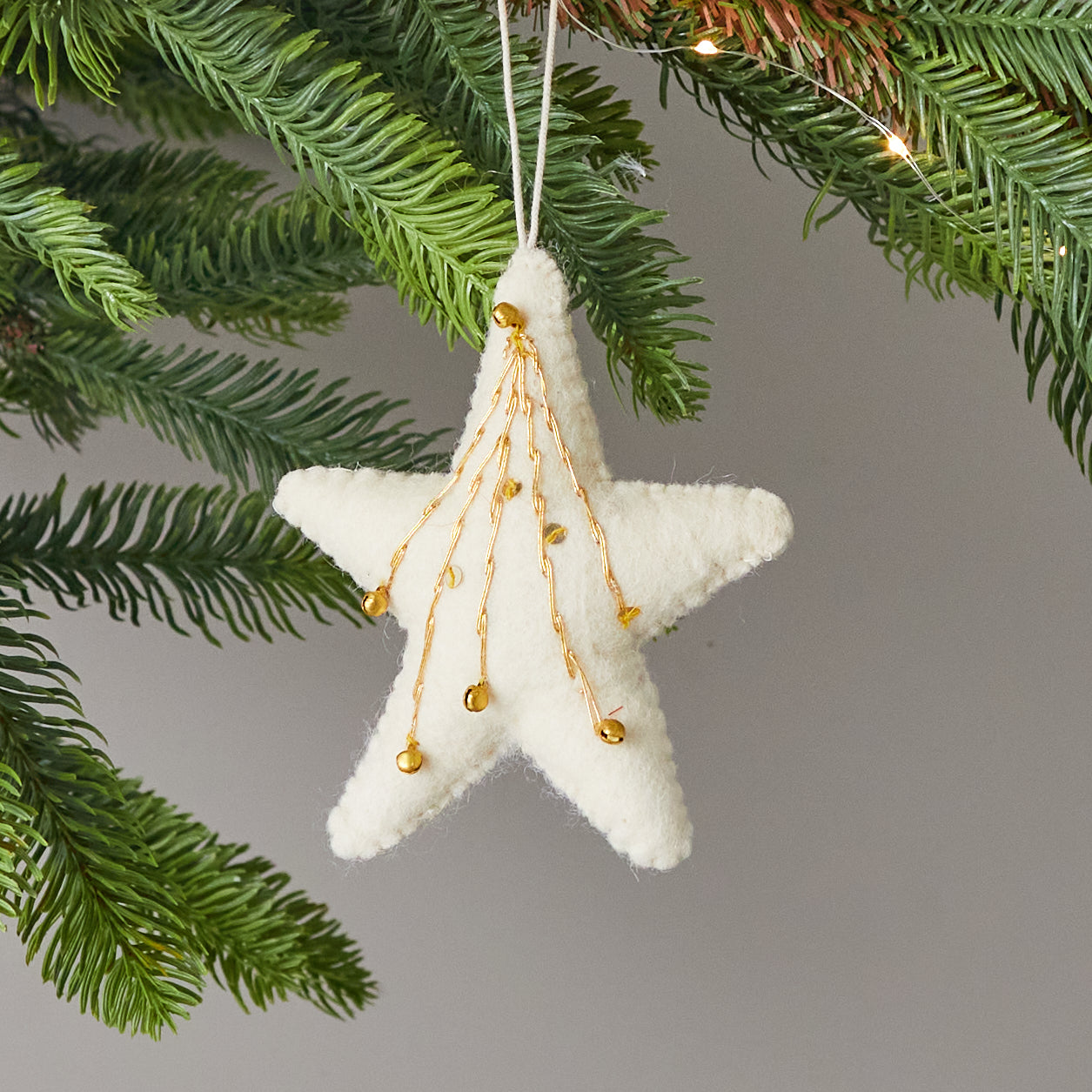 Wool Felt Snowflake Ornaments, Set of 2