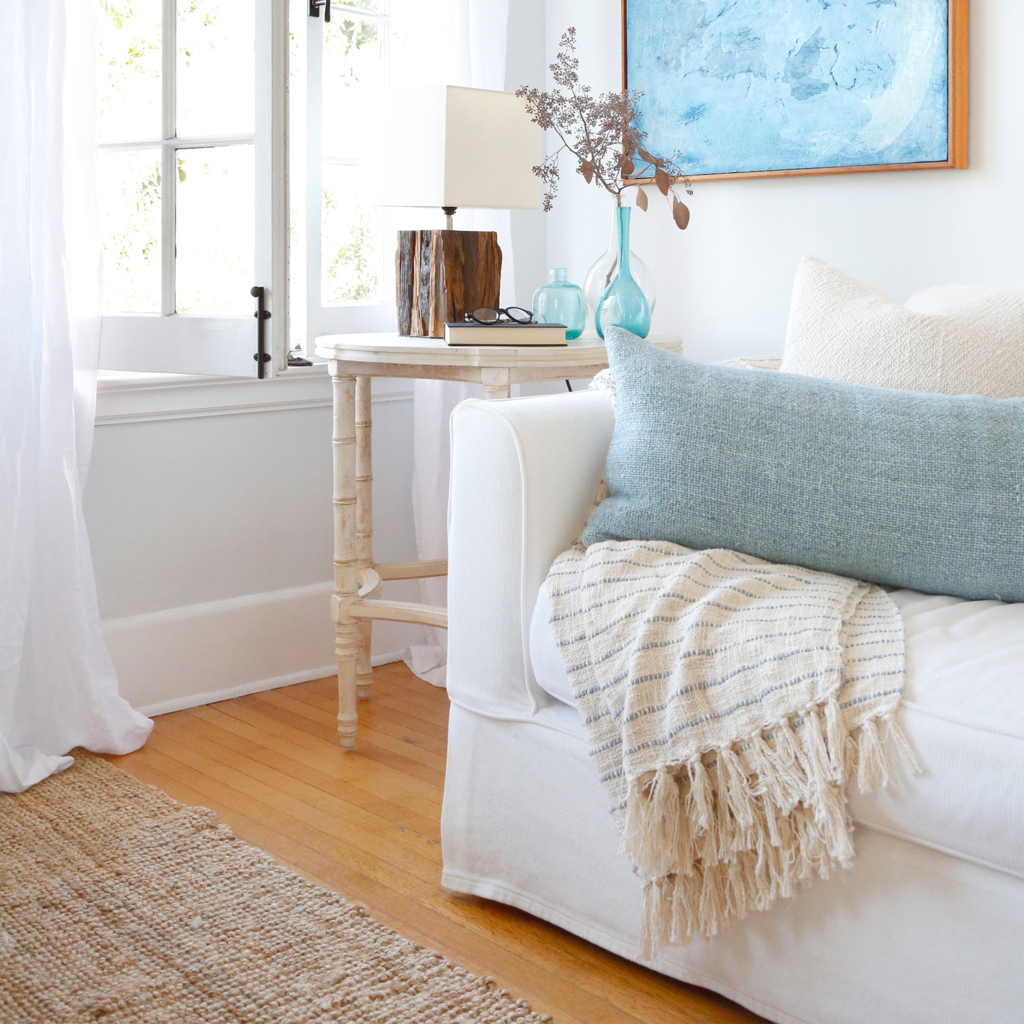 Jojo Handwoven Throw, Blue Grey