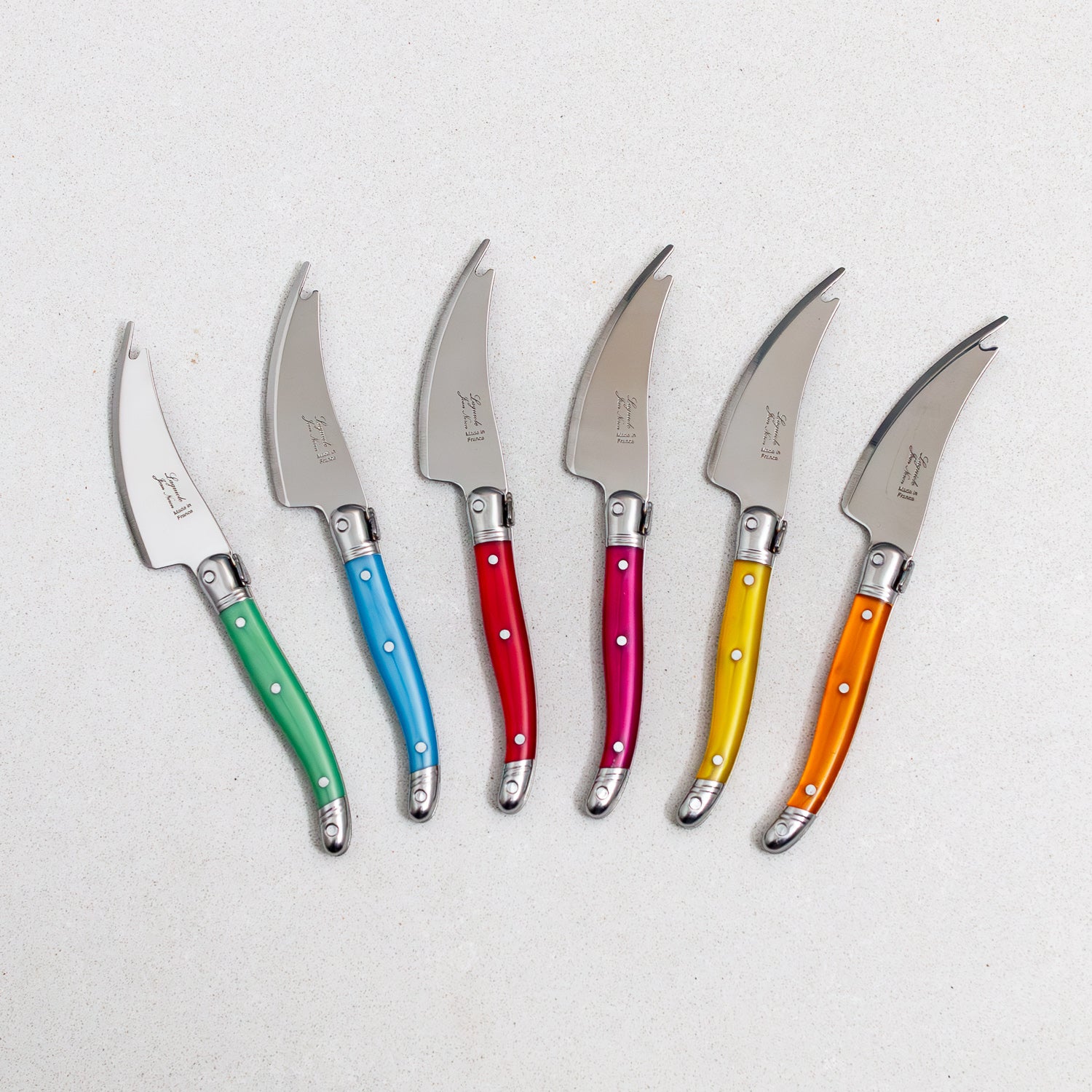 Laguiole 6 Piece Pronged Knife Set, Rainbow