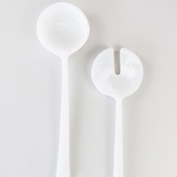 Handmade Resin Salad Servers, Alabaster