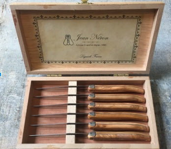 Laguiole Machine-Finish Olivewood Knives in Wooden Presentation Box (Set of 6) Cutlery Laguiole Brand_Laguiole Flatware Sets Kitchen_Dinnerware Kitchen_Kitchenware Laguiole Olivewood_knives