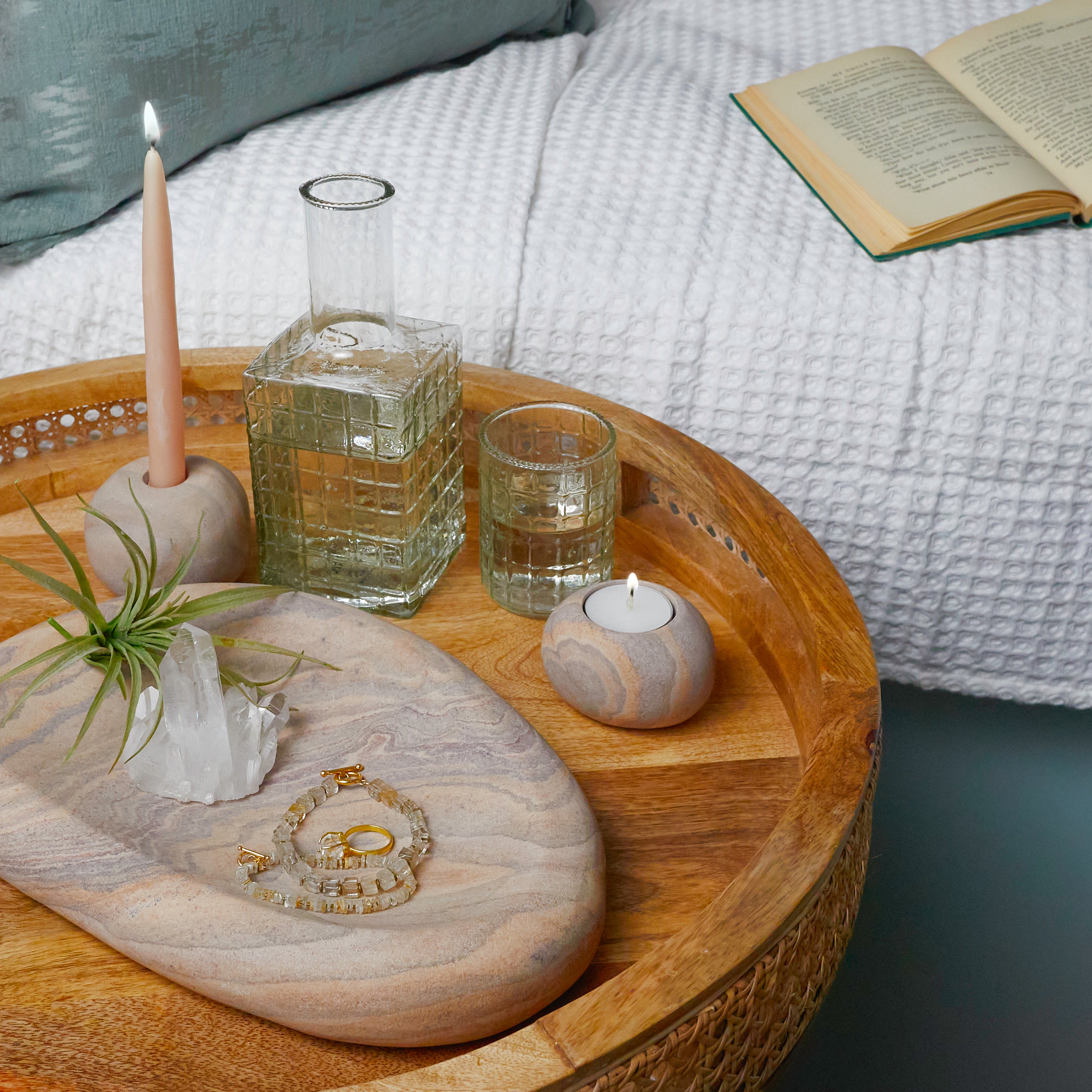 Ruffle Glass Bedside Carafe and Tumbler Set